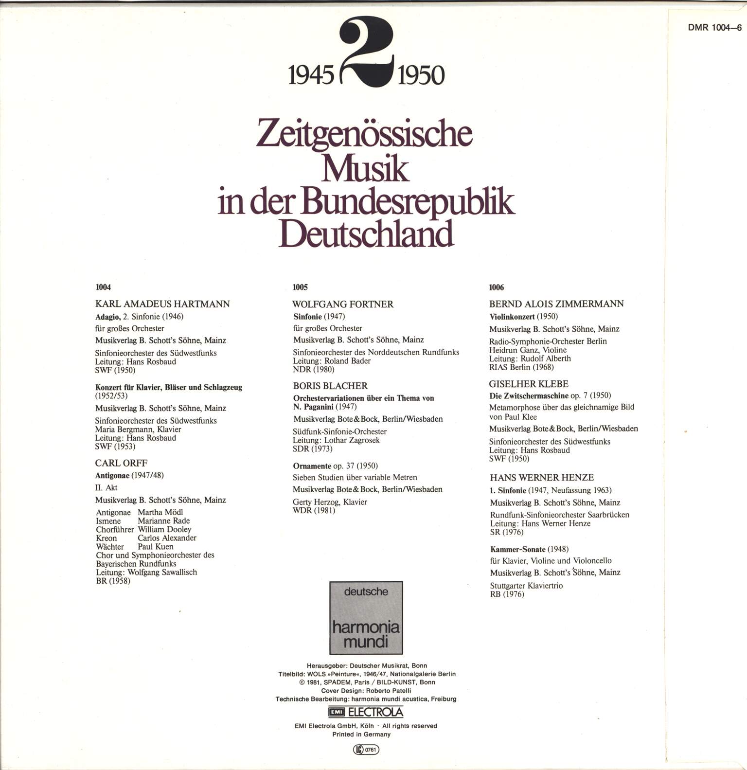 Various: Zeitgenössische Musik In Der Bundesrepublik Deutschland 2 (1945-1950), 3×LP (Vinyl)