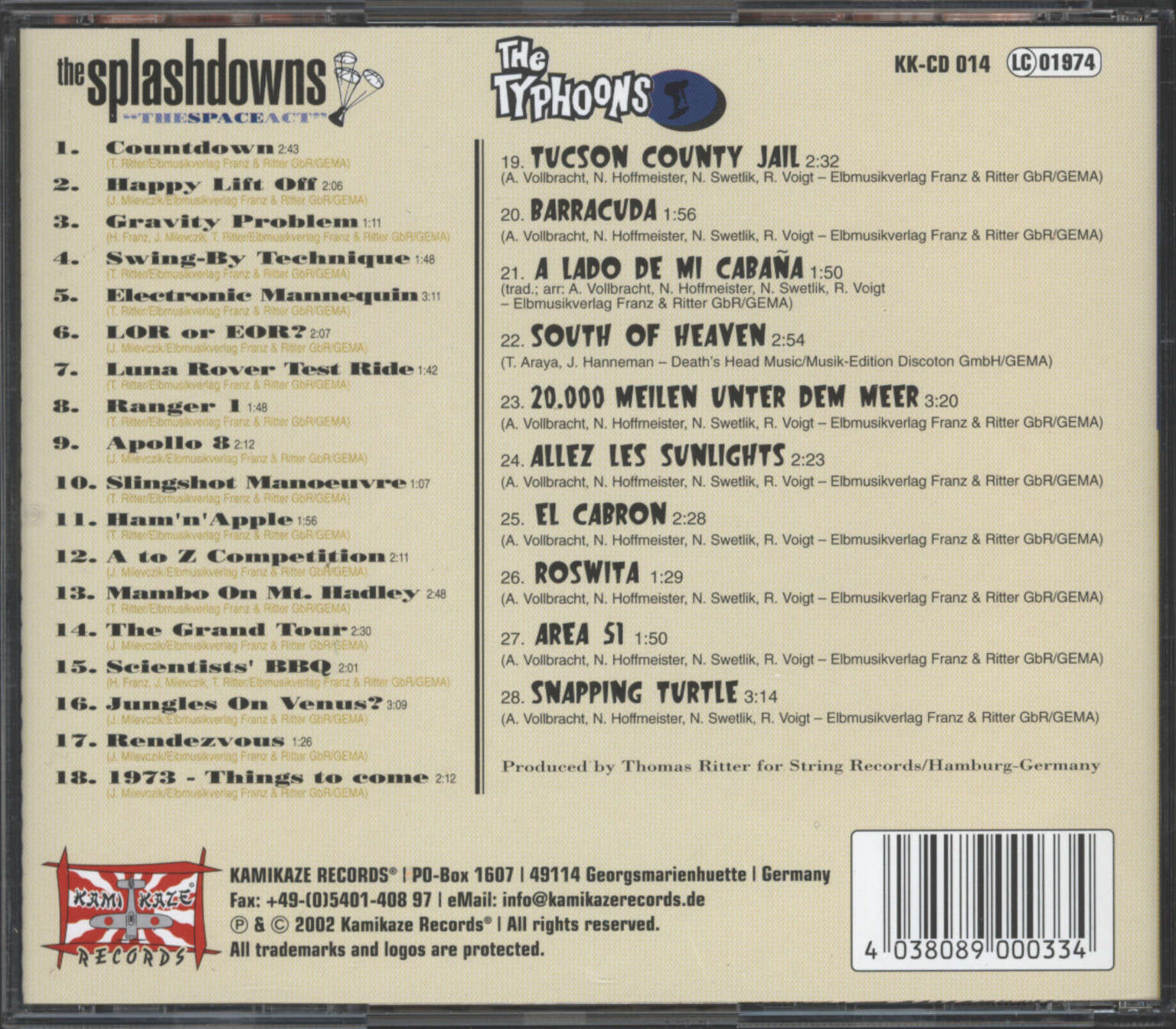Splashdowns: The Spaceact / 10 Raunchy Instrumentals, CD
