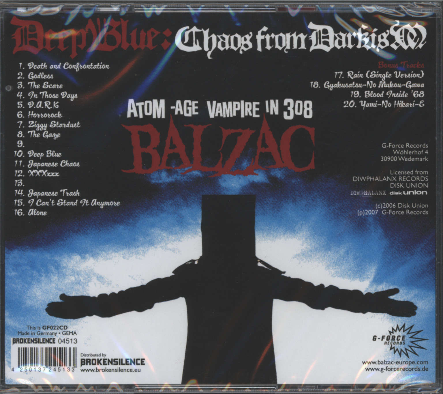 Balzac: Deep Blue: Chaos From Darkism, CD