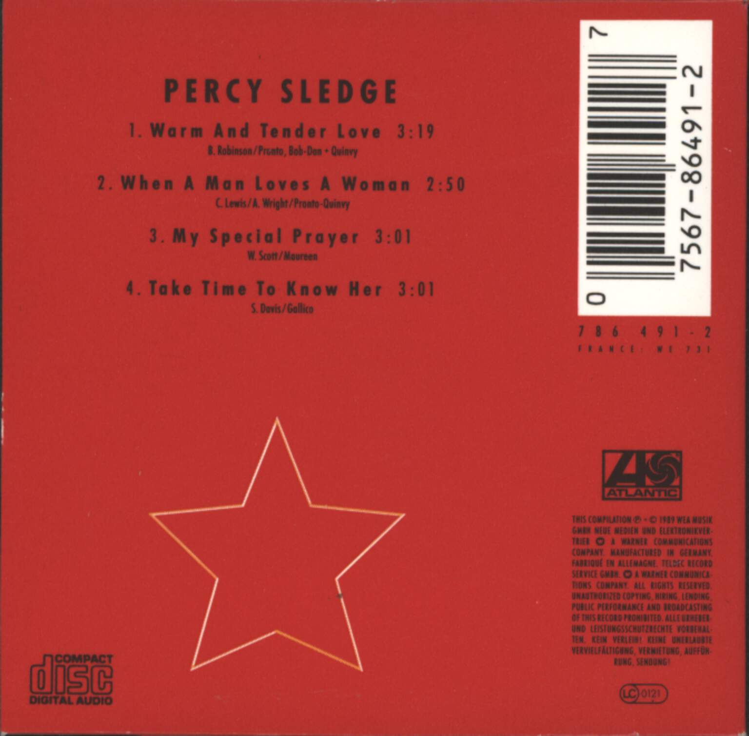 Percy Sledge: Warm And Tender Love, 3" CD