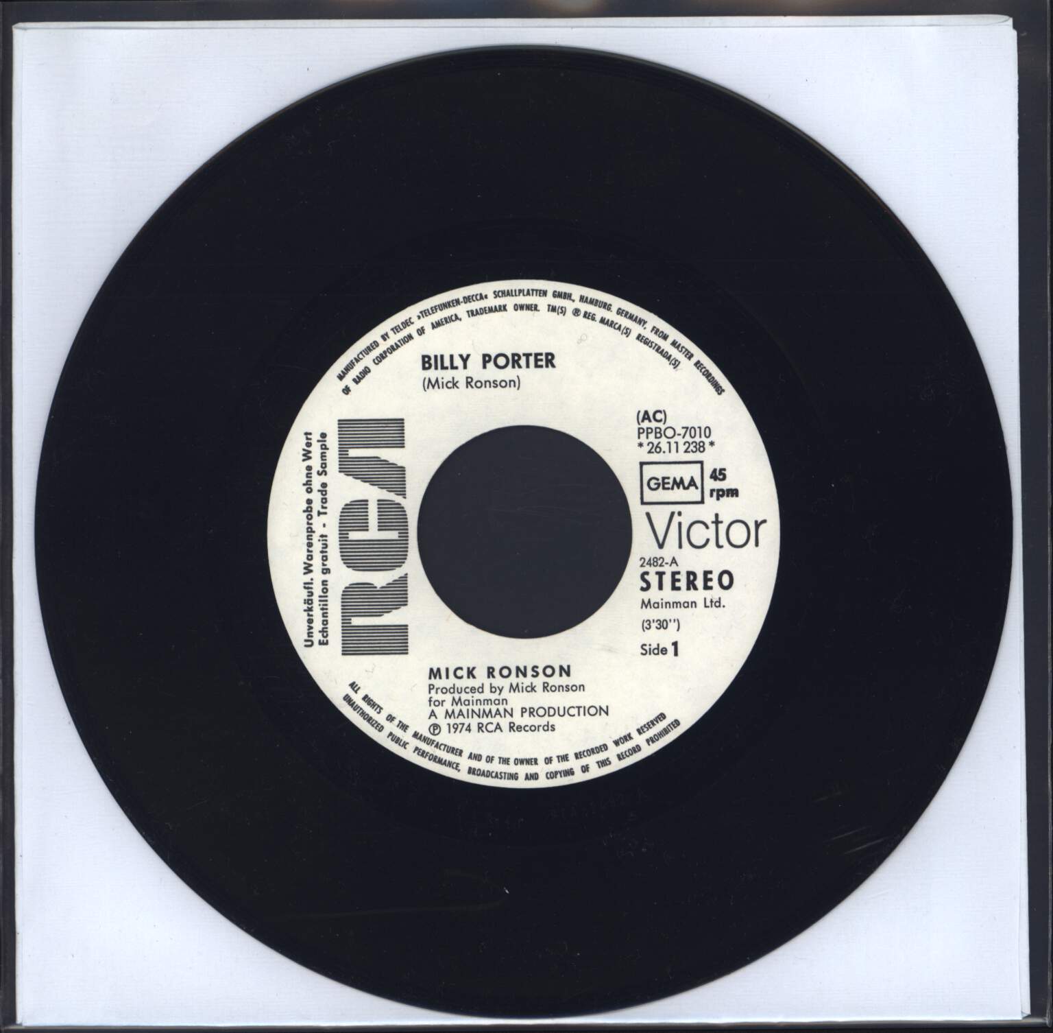 Mick Ronson: Billy Porter, 7" Single (Vinyl)