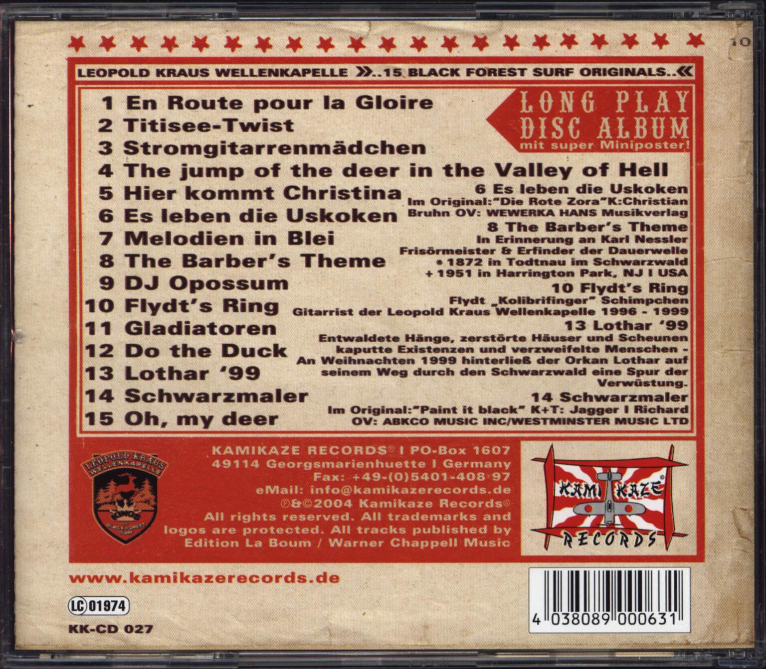 Leopold Kraus Wellenkapelle: 15 Black Forest Surf Originals.., CD