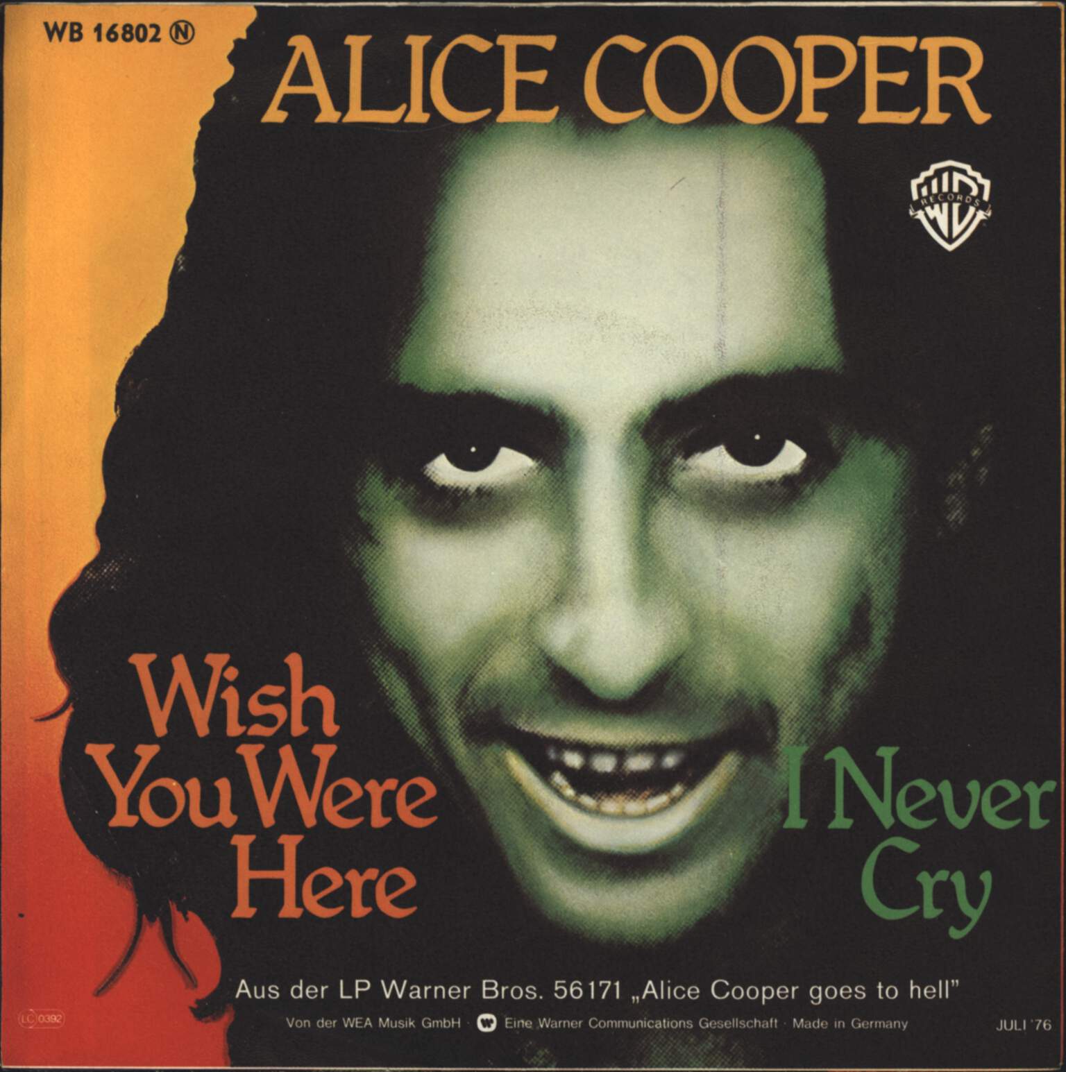 Alice Cooper: Wish You Were Here, 7" Single (Vinyl)