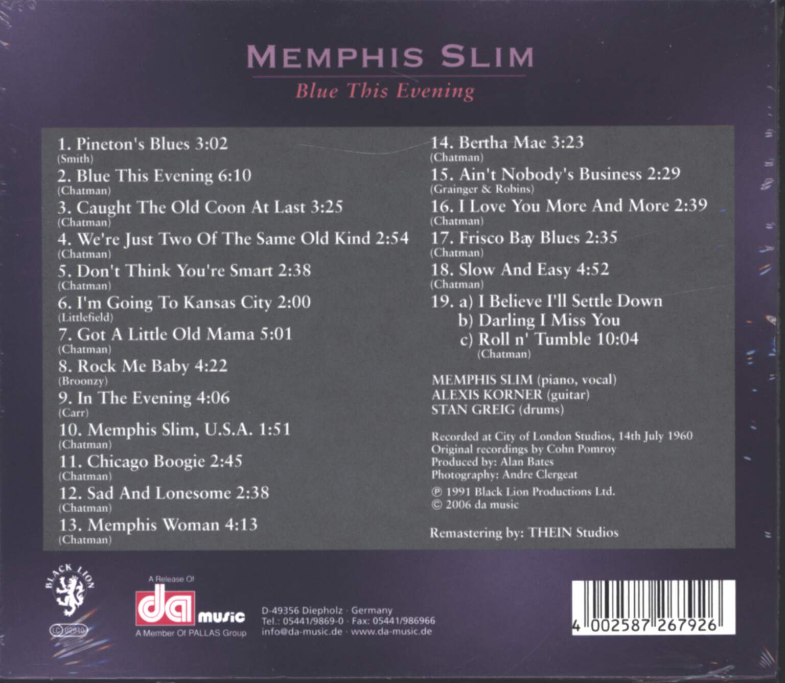 Memphis Slim: Blue This Evening, CD