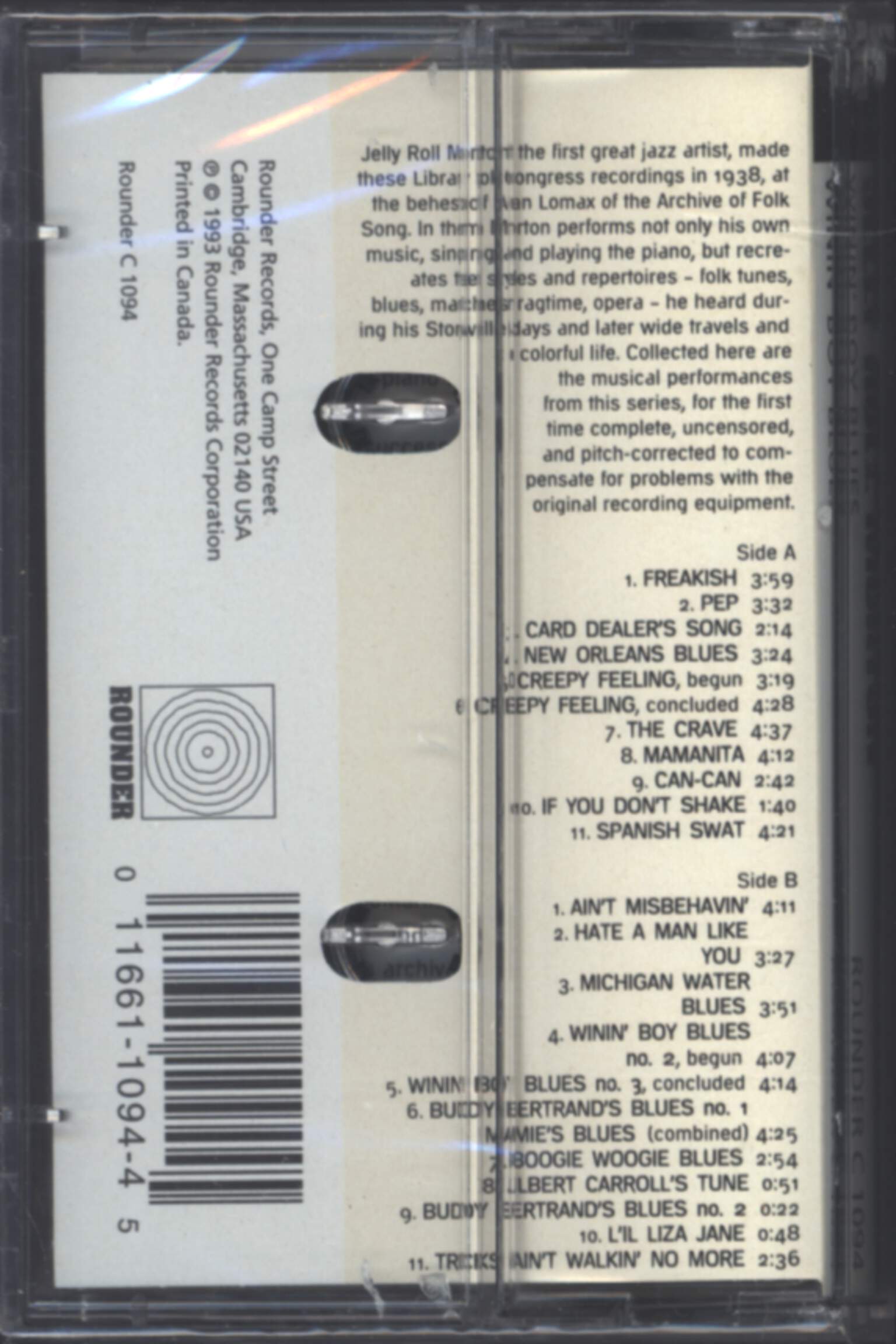 Jelly Roll Morton: Winin' Boy Blues: The Library Of Congress Recordings, Volume 4, Compact Cassette