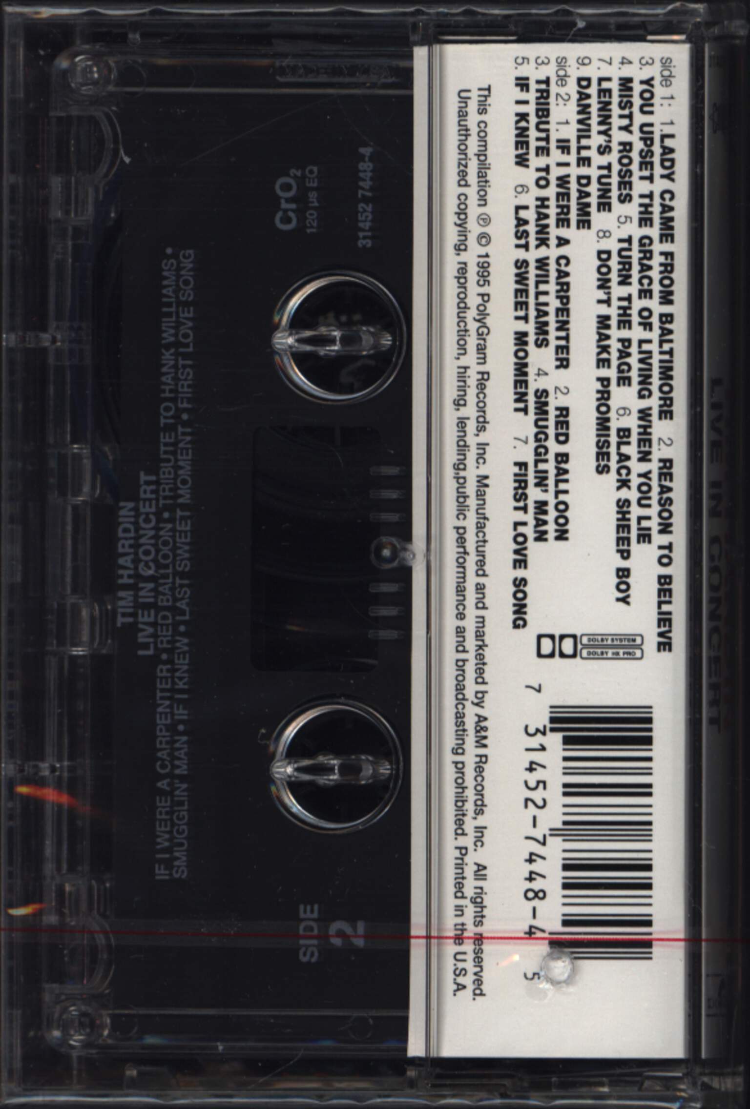 Tim Hardin: Live In Concert, Tape