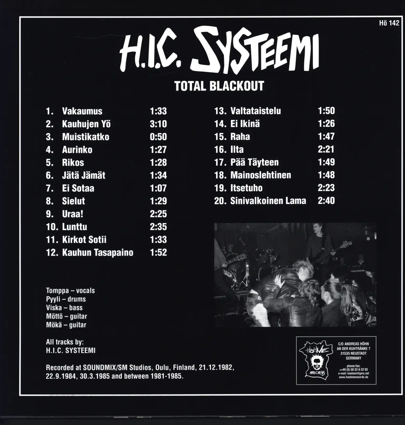 H.I.C. Systeemi: Total Blackout, LP (Vinyl)