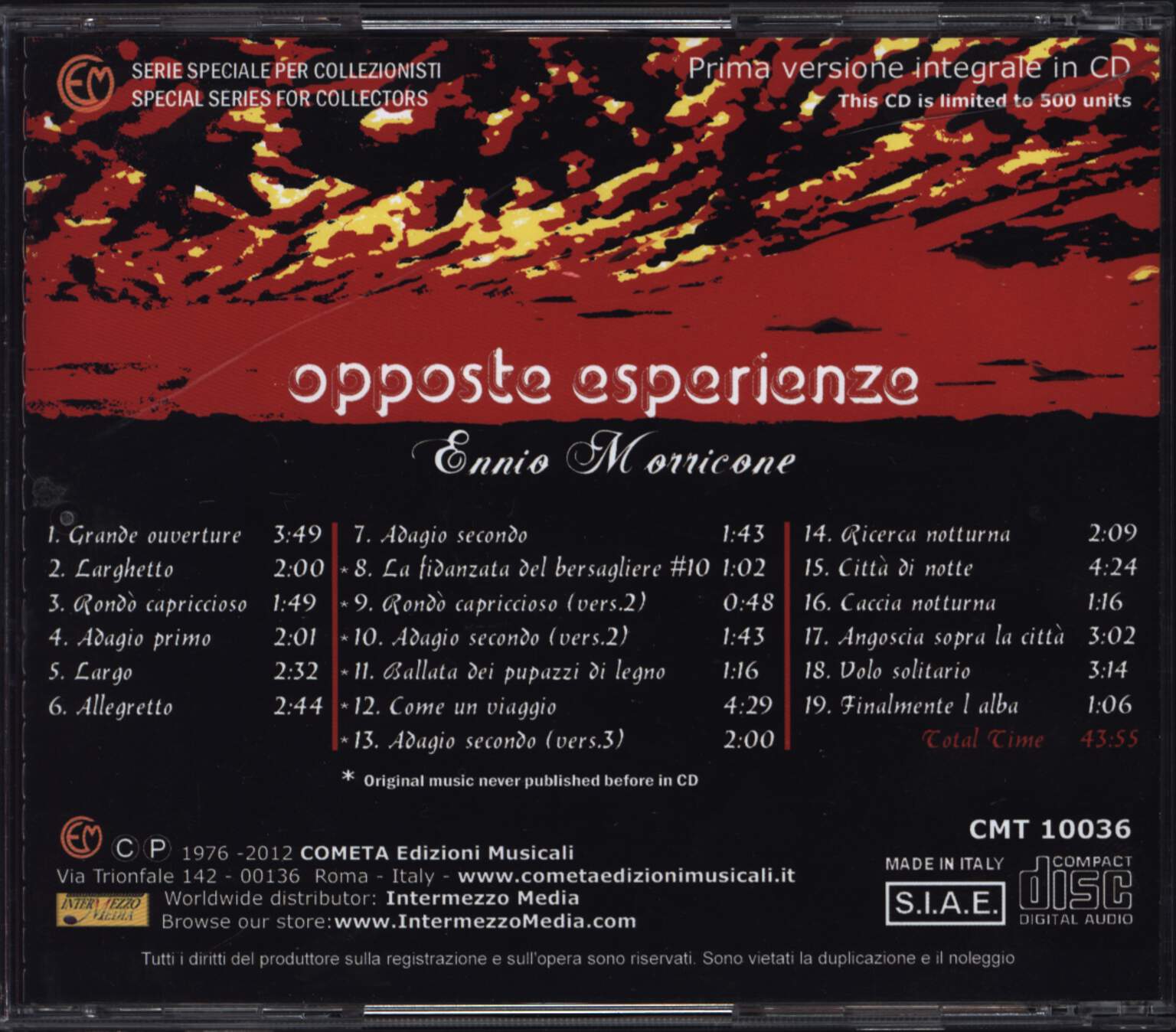 Ennio Morricone: Opposte Esperienze, CD