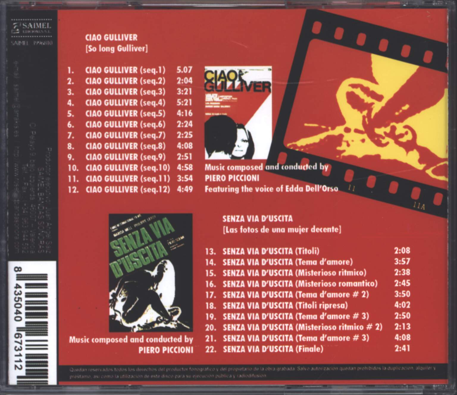 Piero Piccioni: Ciao Gulliver / Senza Via D'Uscita (Original Soundtracks), CD