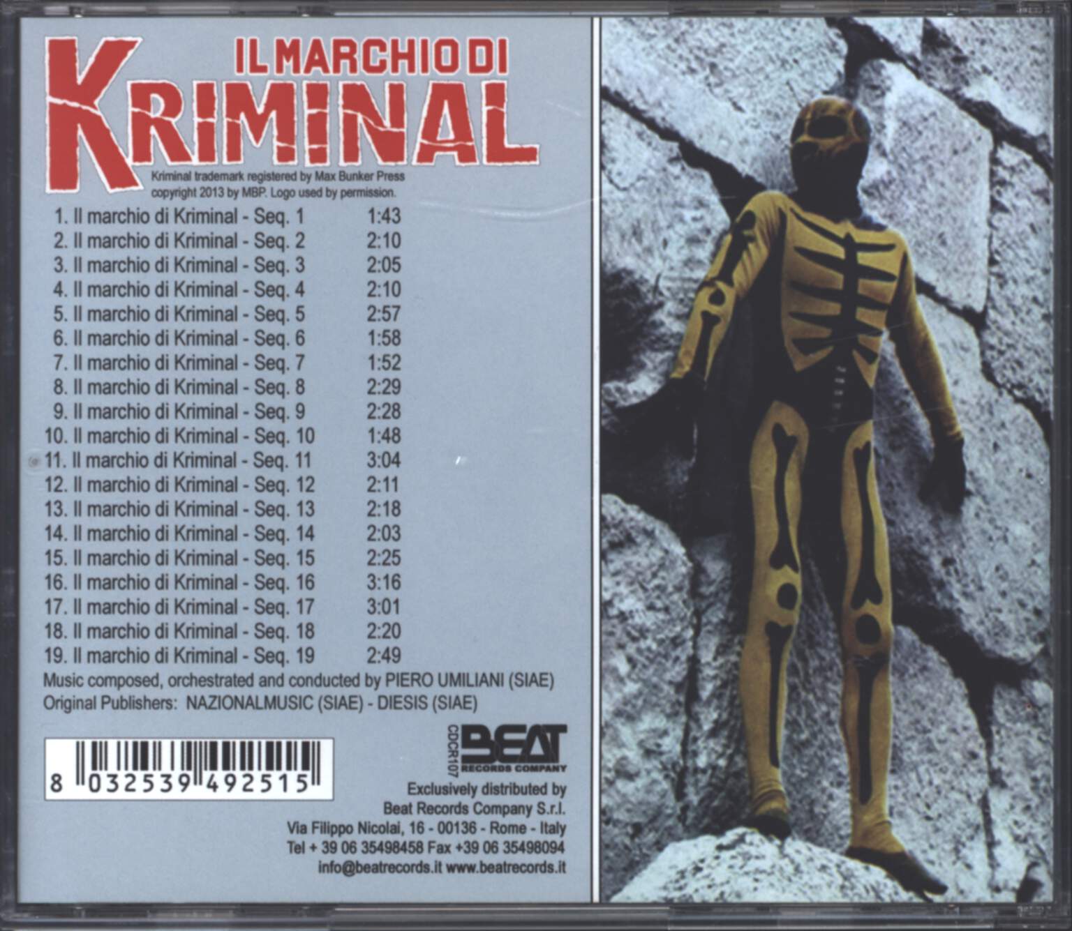 Piero Umiliani: Il Marchio Di Kriminal (Original Motion Picture Soundtrack), CD