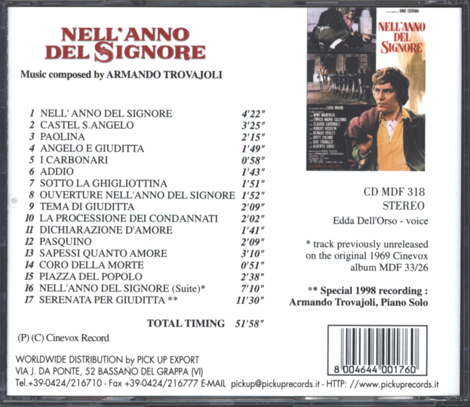 Armando Trovaioli: Nell'Anno Del Signore (Original Soundtrack), CD