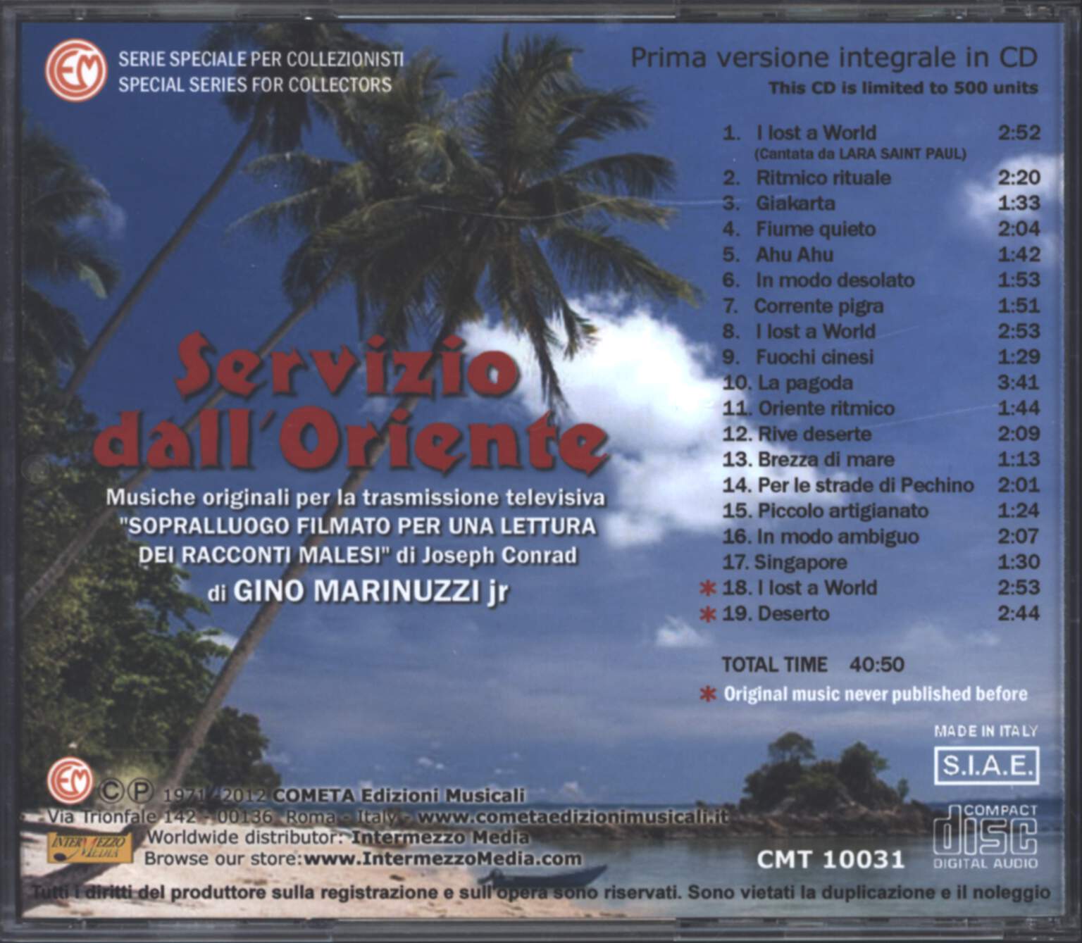 Gino Marinuzzi Jr.: Servizio Dall'Oriente, CD