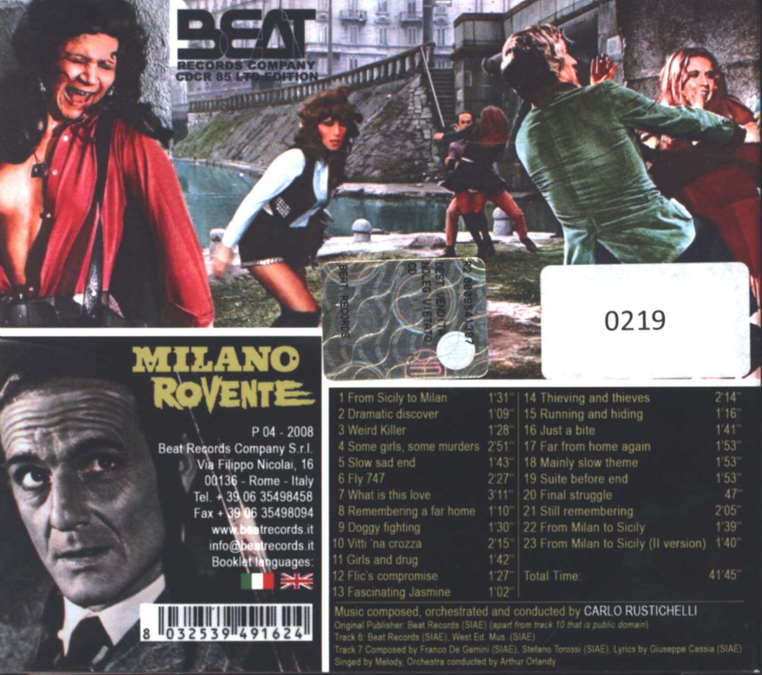 Carlo Rustichelli: Milano Rovente (Original Soundtrack), CD