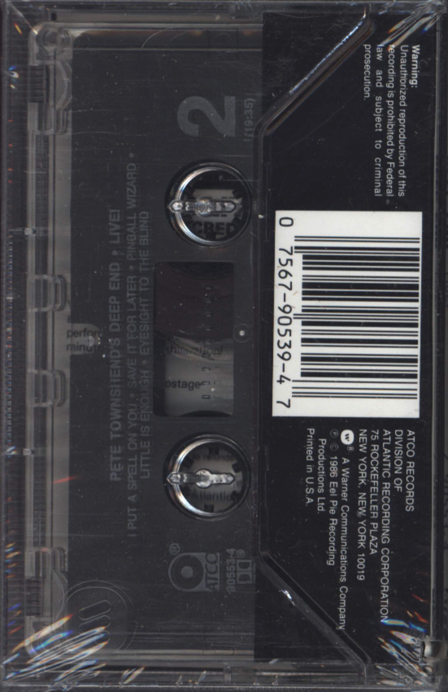 Pete Townshend: Pete Townshend's Deep End Live!, Compact Cassette