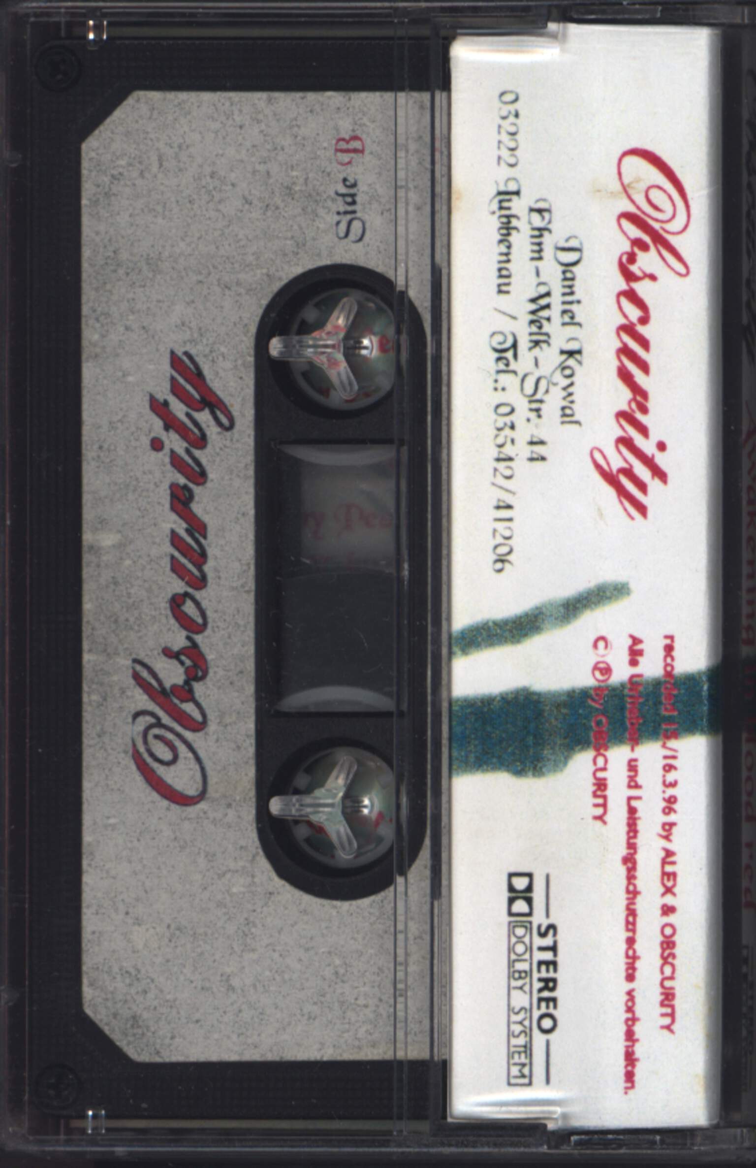 Obscurity: Awakening In Blood Red, Compact Cassette