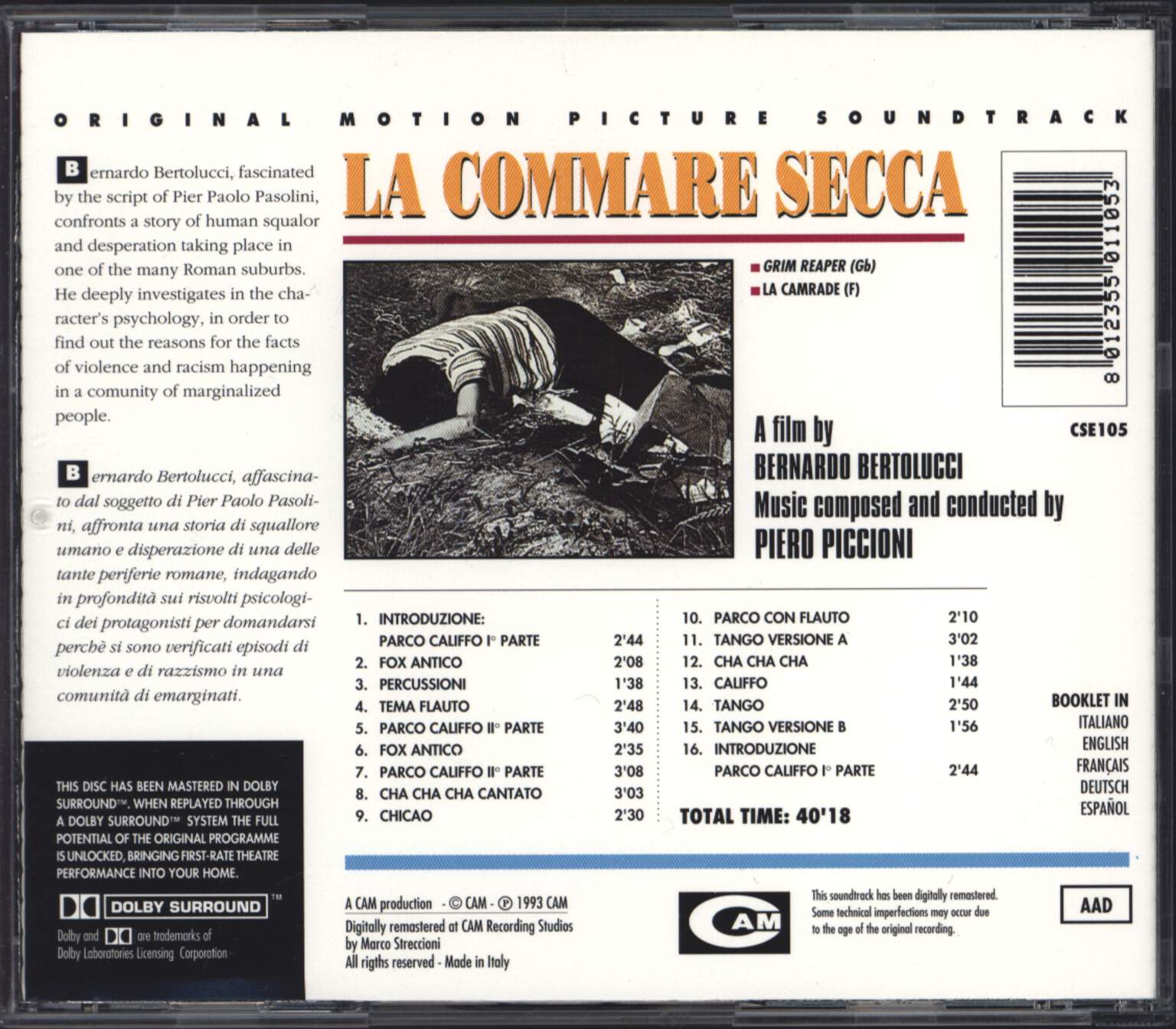 Piero Piccioni: La Commare Secca (Original Soundtrack), CD