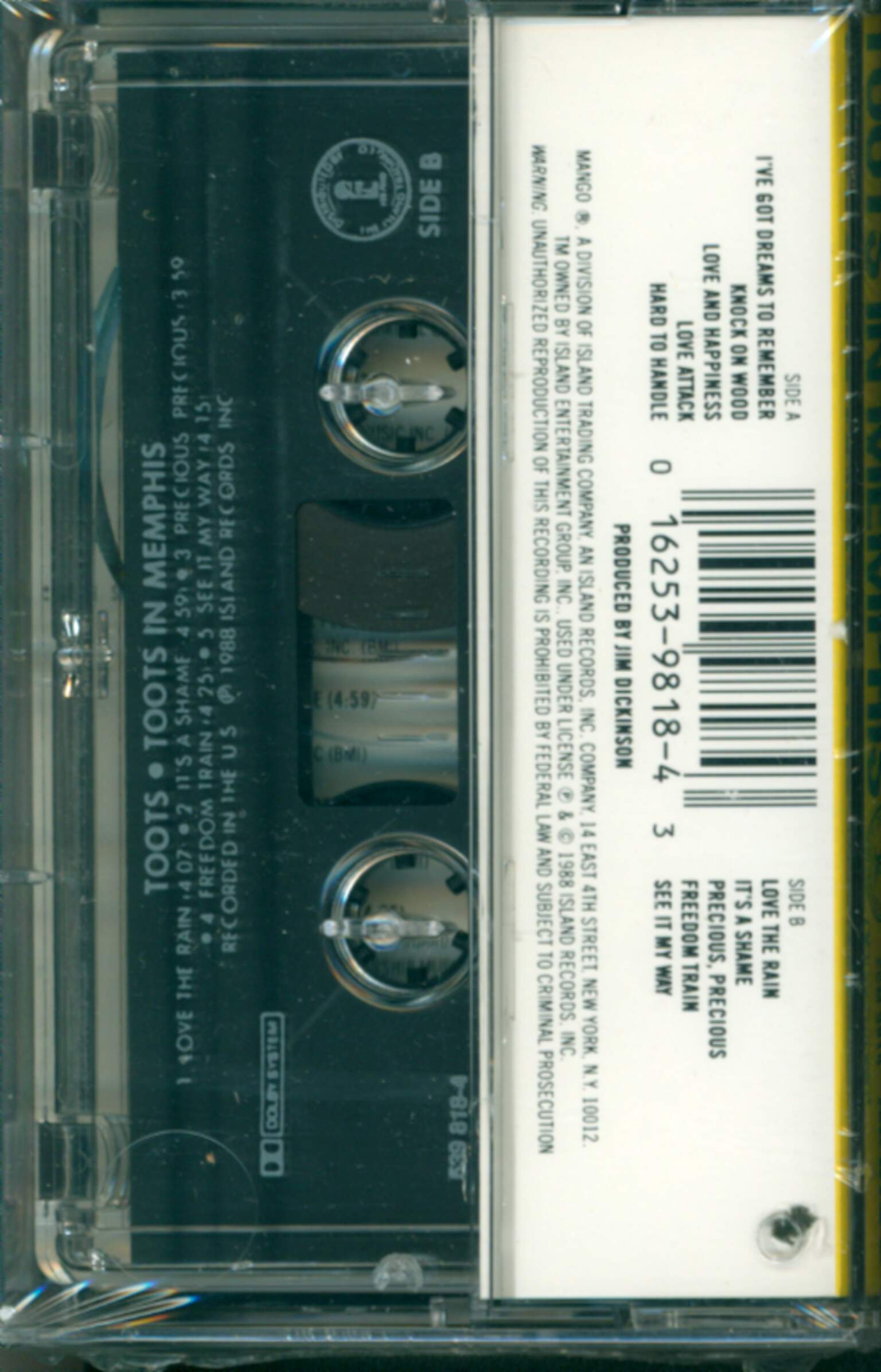 Toots Hibbert: Toots In Memphis, Compact Cassette