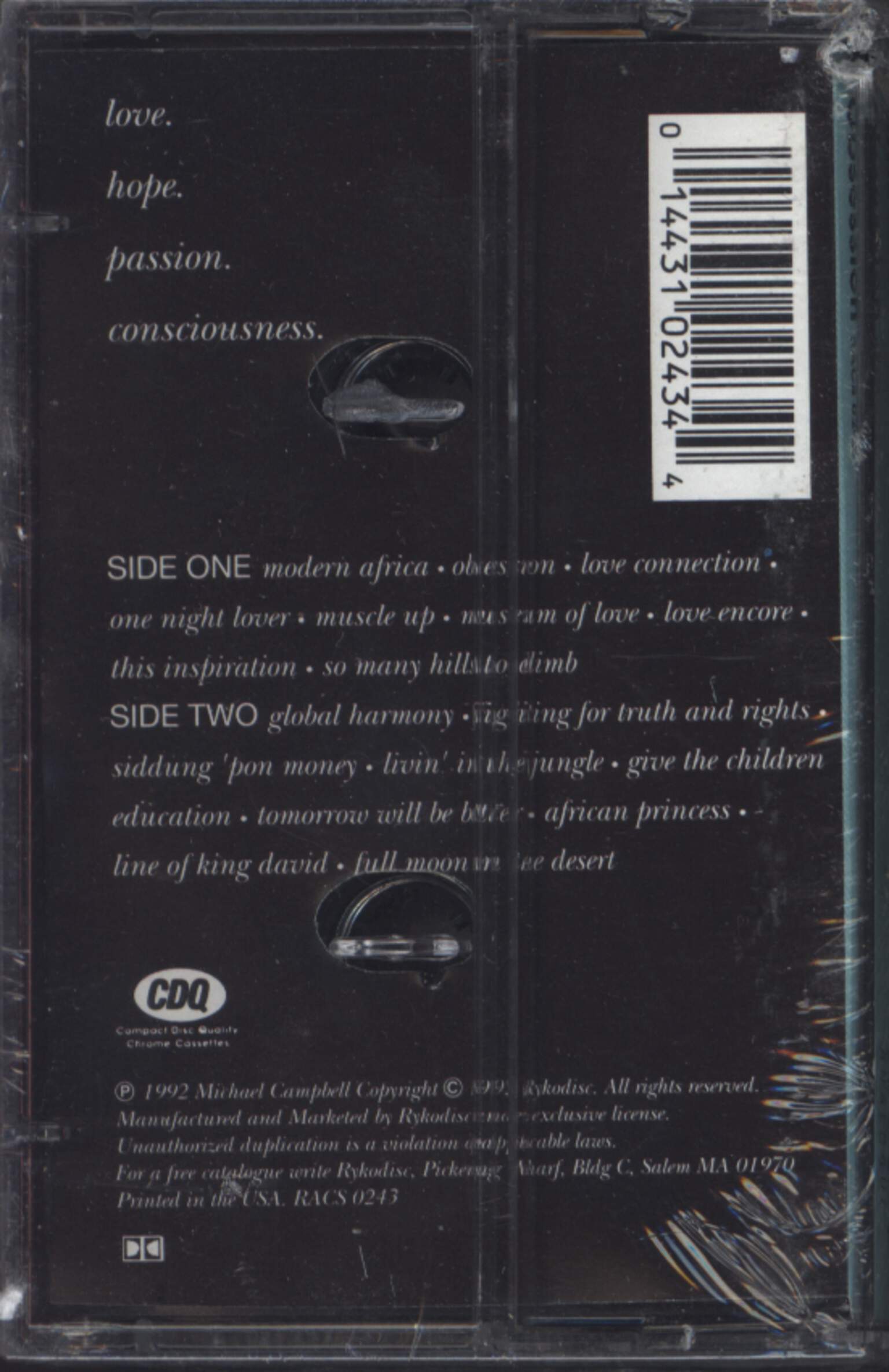 Mikey Dread: Obsession, Compact Cassette