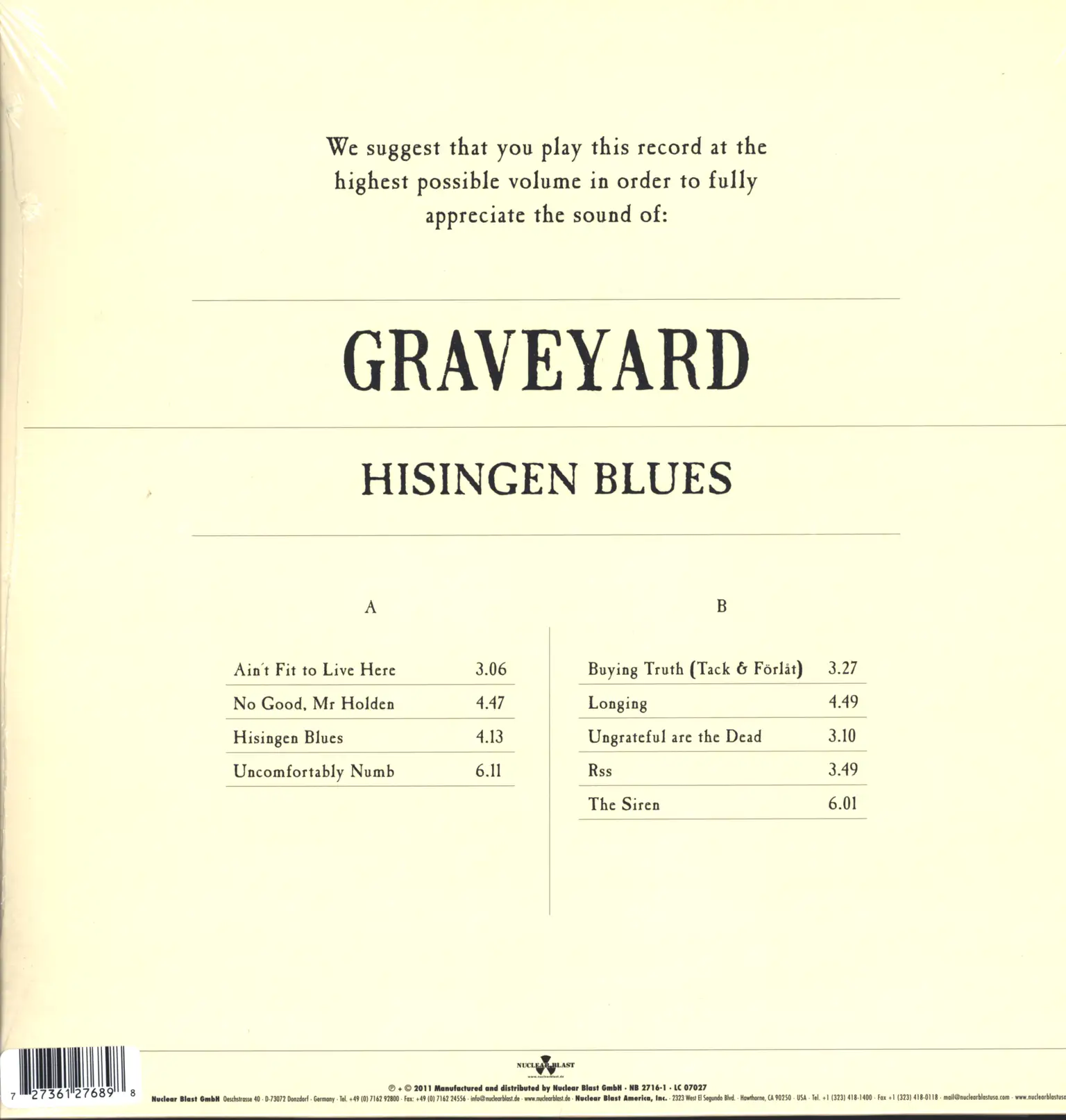 Graveyard: Hisingen Blues, LP (Vinyl)