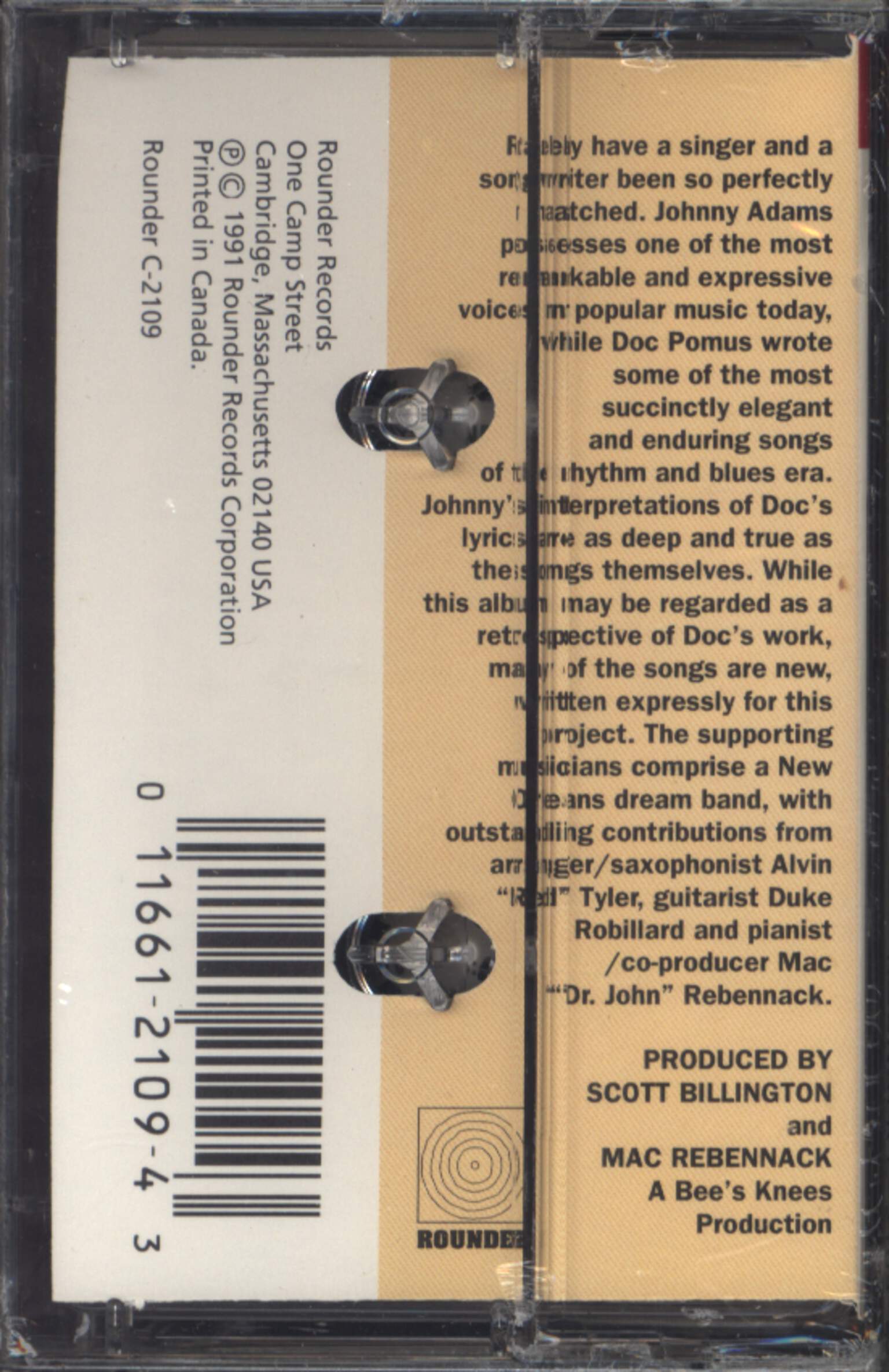 Johnny Adams: Johnny Adams Sings Doc Pomus: The Real Me, Compact Cassette