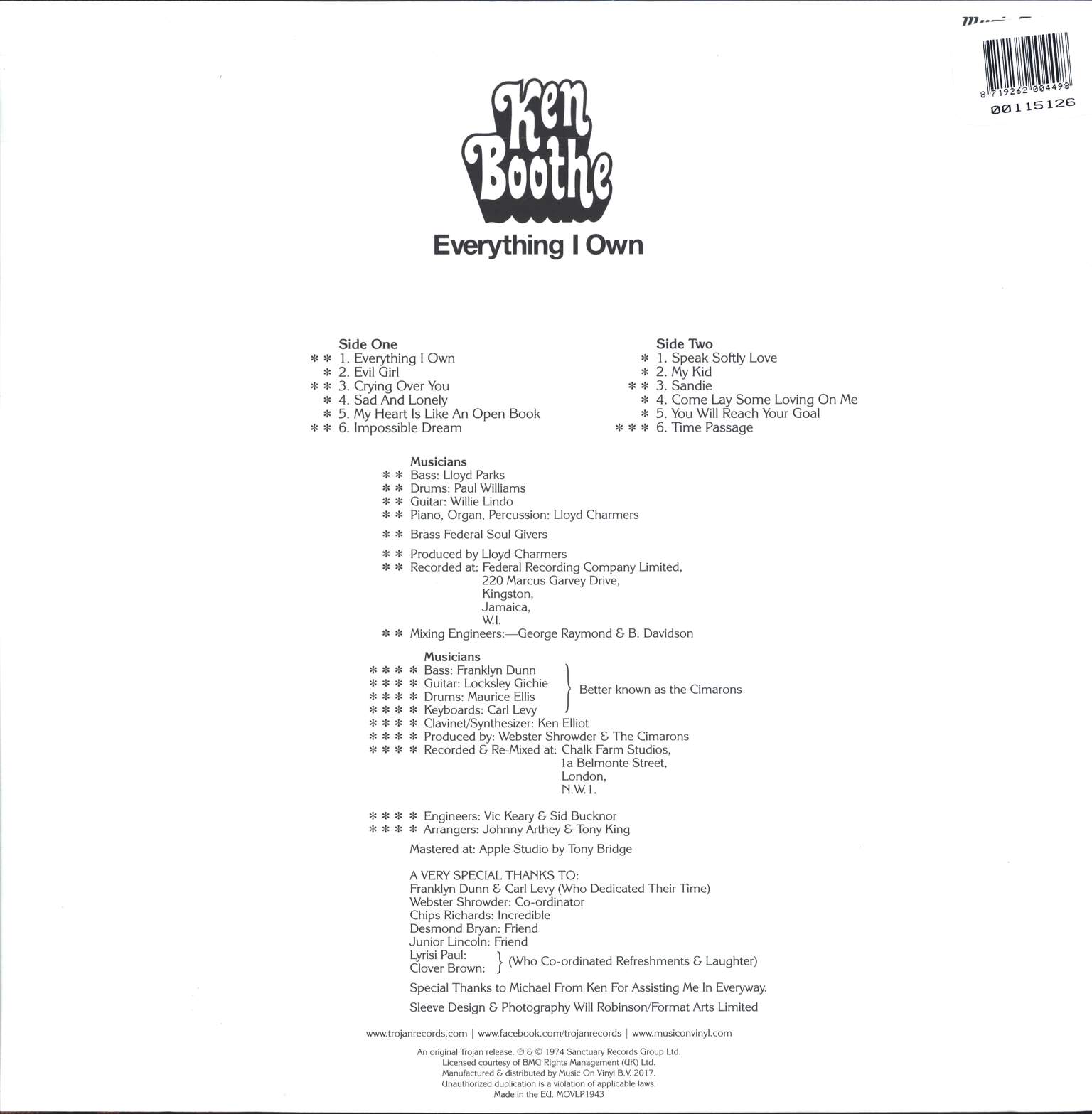 Ken Boothe: Everything I Own, LP (Vinyl)