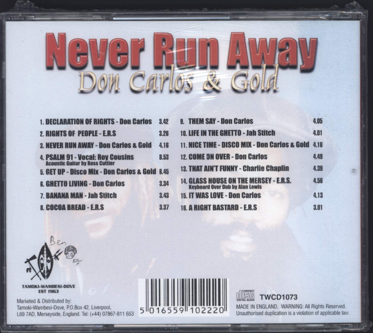 Don Carlos: Never Run Away, CD