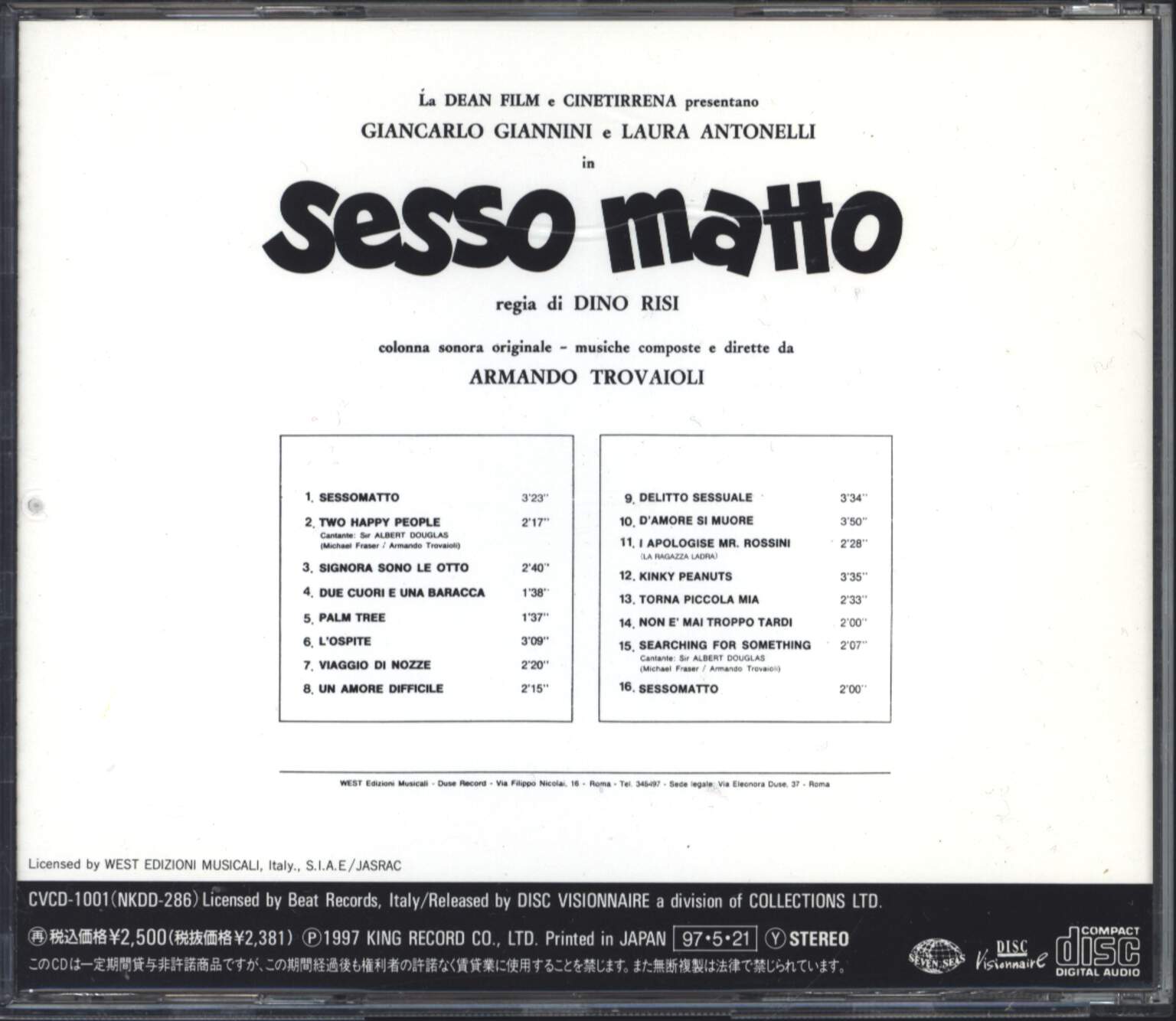 Armando Trovaioli: Sesso Matto, CD