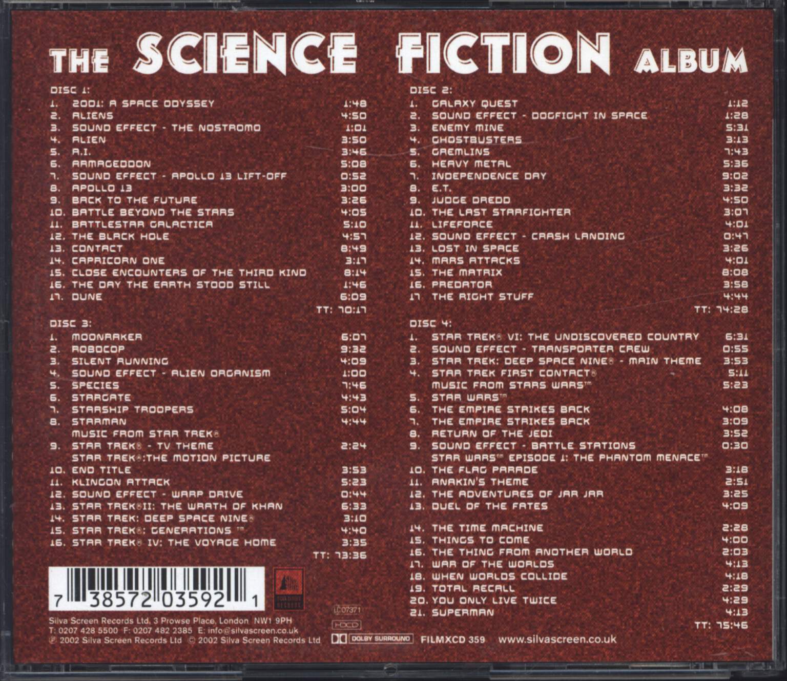 The City Of Prague Philharmonic: The Science Fiction Album, 4×CD