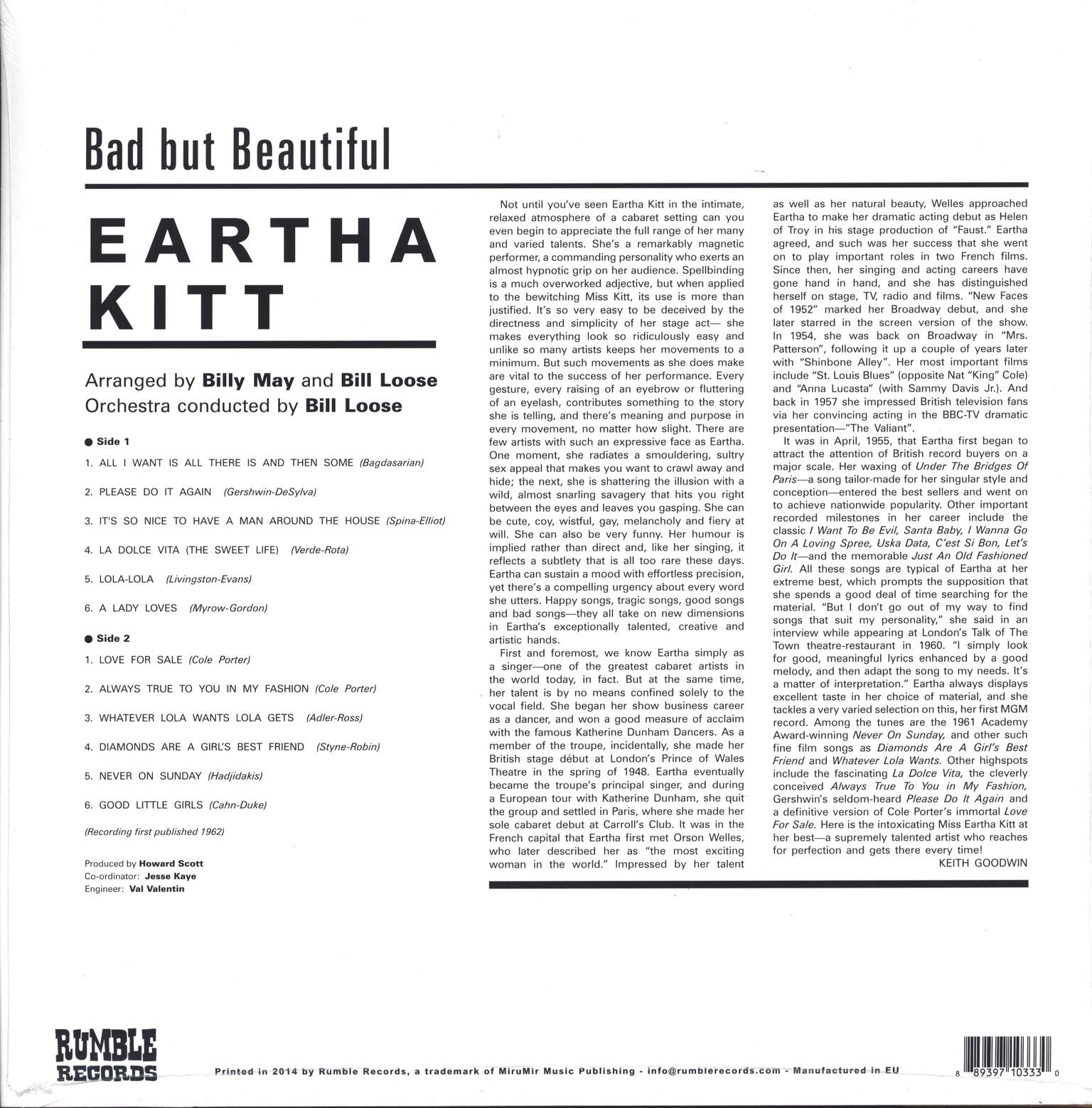 Eartha Kitt: Bad But Beautiful, LP (Vinyl)