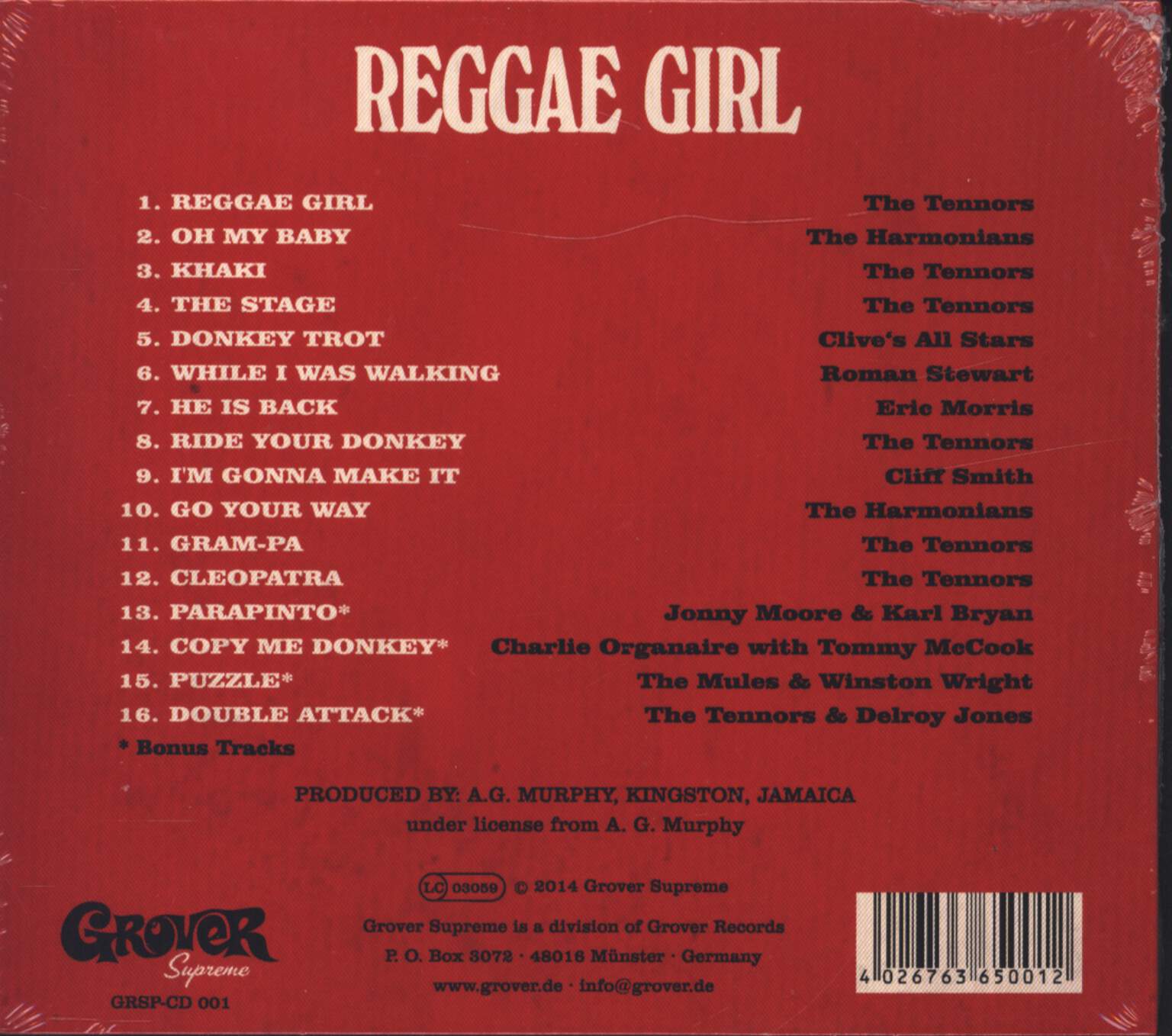 The Tennors & Friends: Reggae Girl, CD