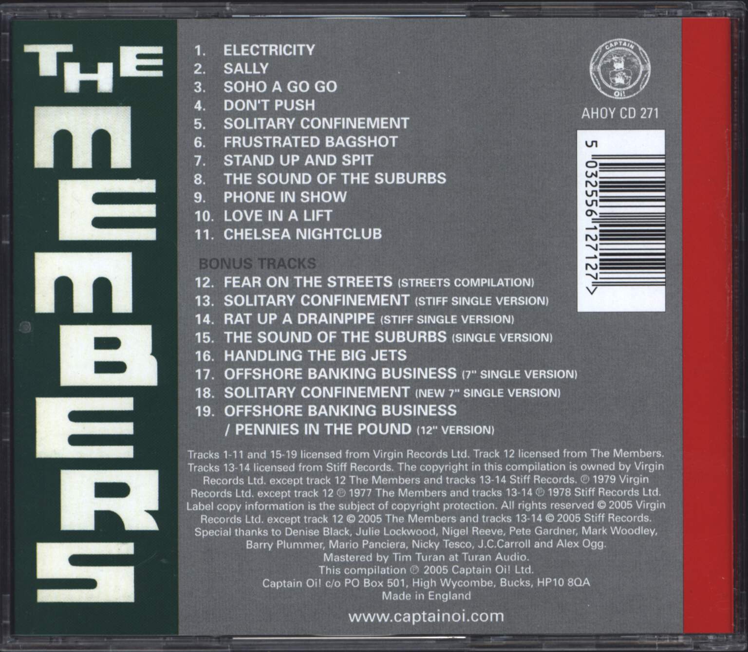 The Members: At The Chelsea NightClub, CD