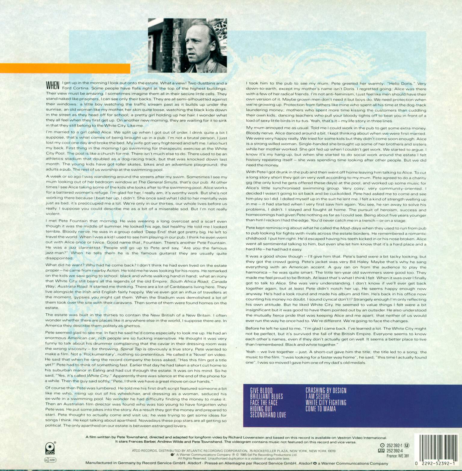 Pete Townshend: White City (A Novel), LP (Vinyl)