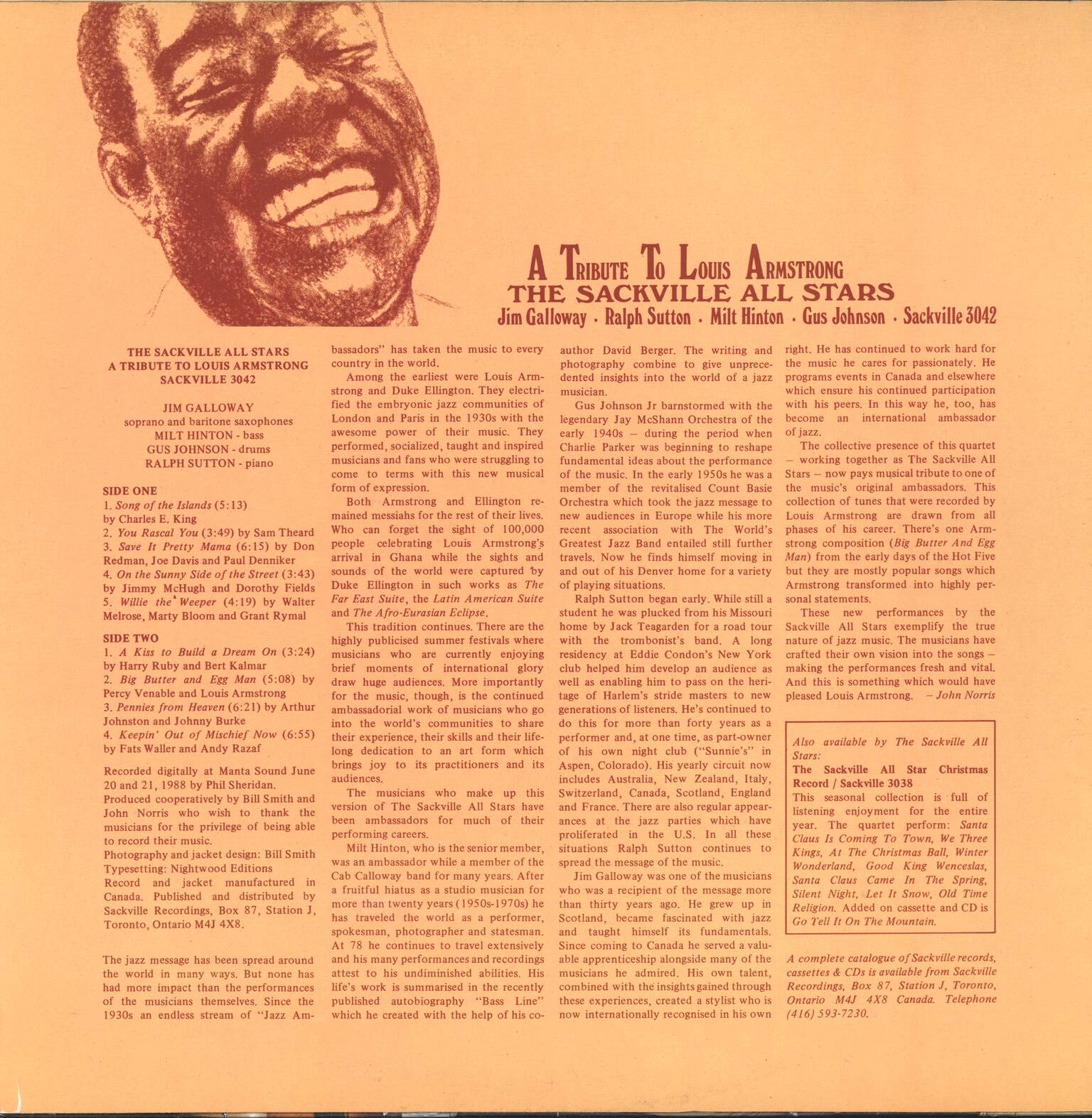 Sackville All Stars: A Tribute To Louis Armstrong, LP (Vinyl)