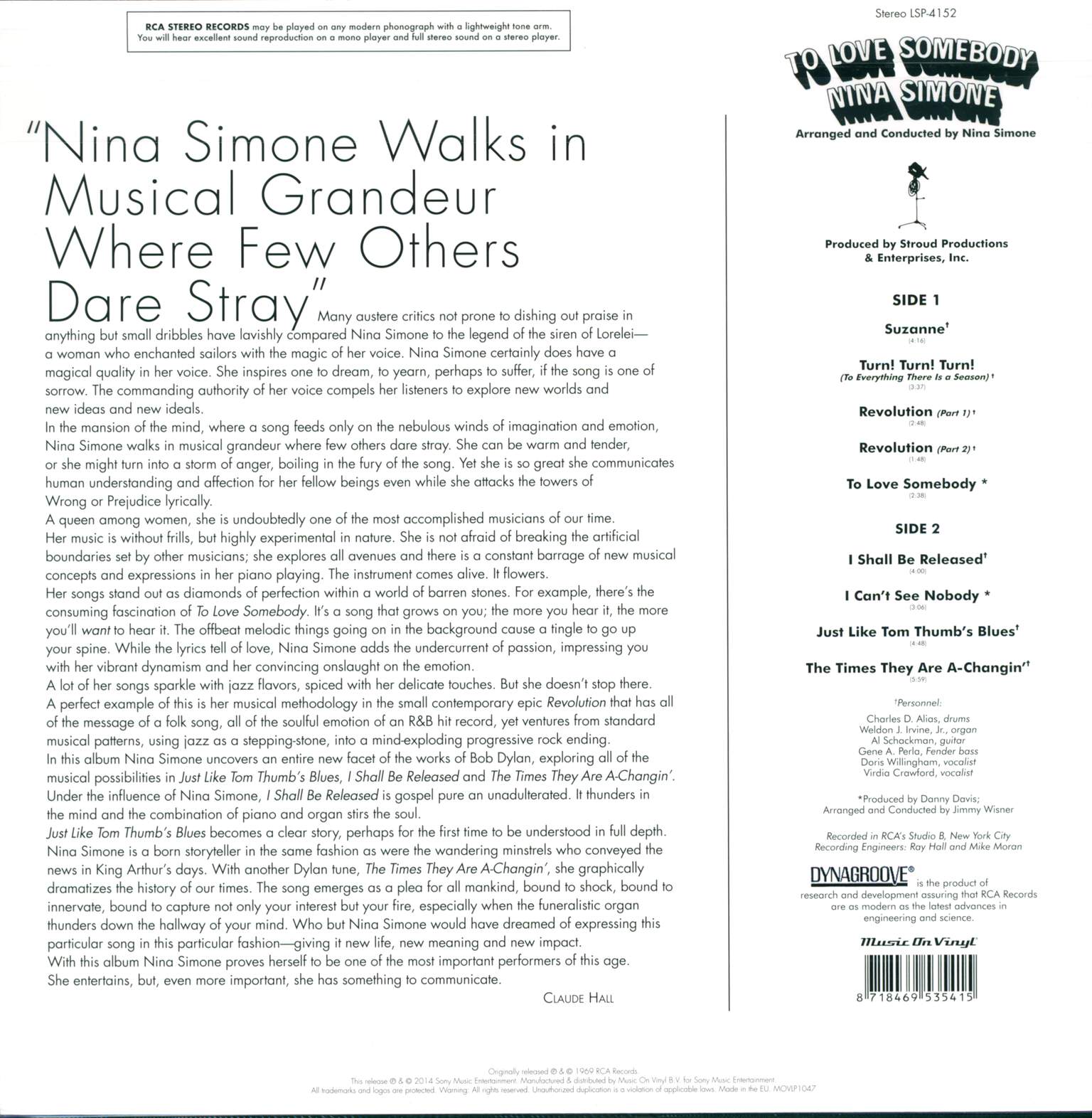 Nina Simone: To Love Somebody, LP (Vinyl)