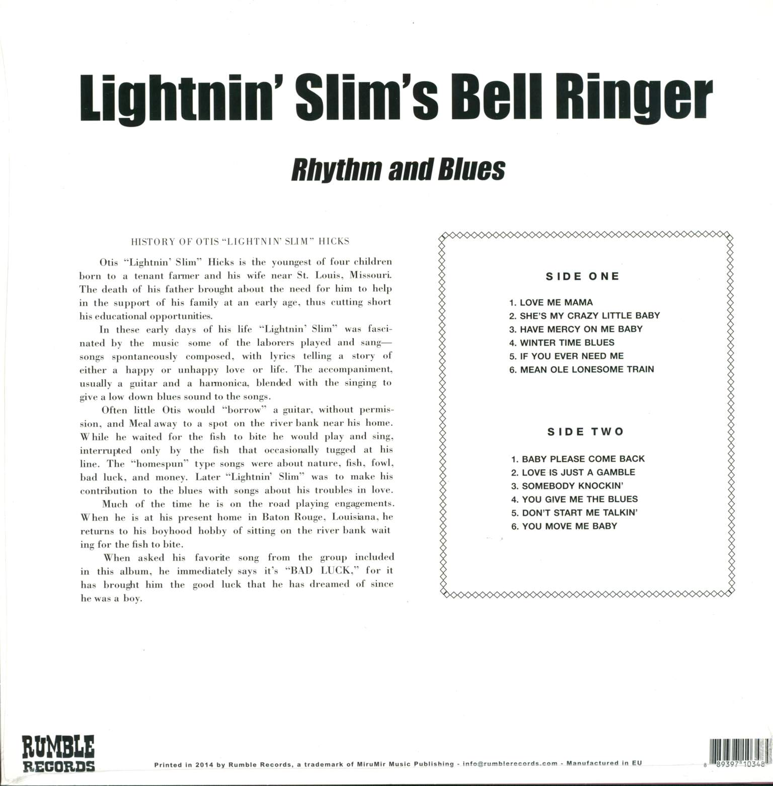Lightning Slim: Bell Ringer, LP (Vinyl)