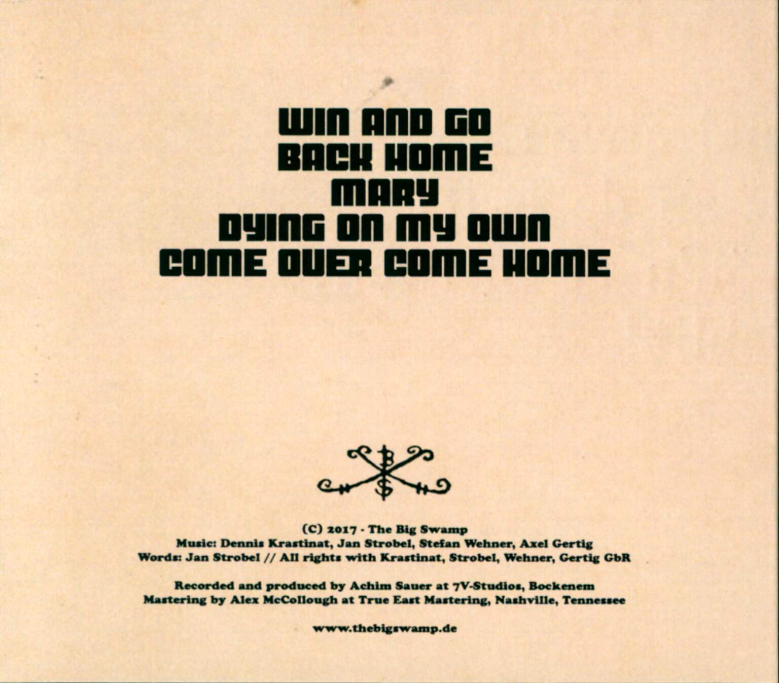 The Big Swamp: Come Over Come Home, CD