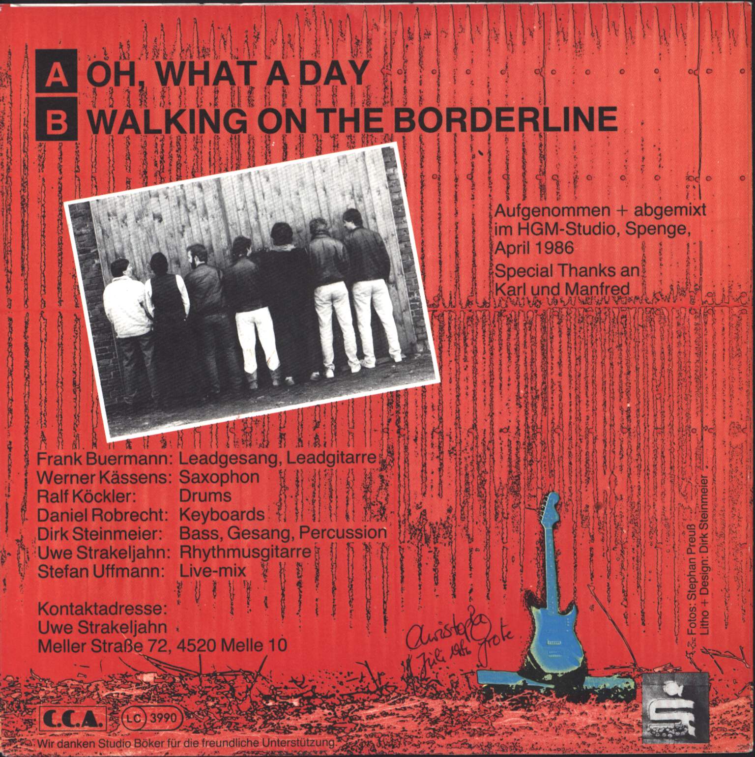 Cadillac: Oh, What A Day / Walking On The Borderline, 7" Single (Vinyl)