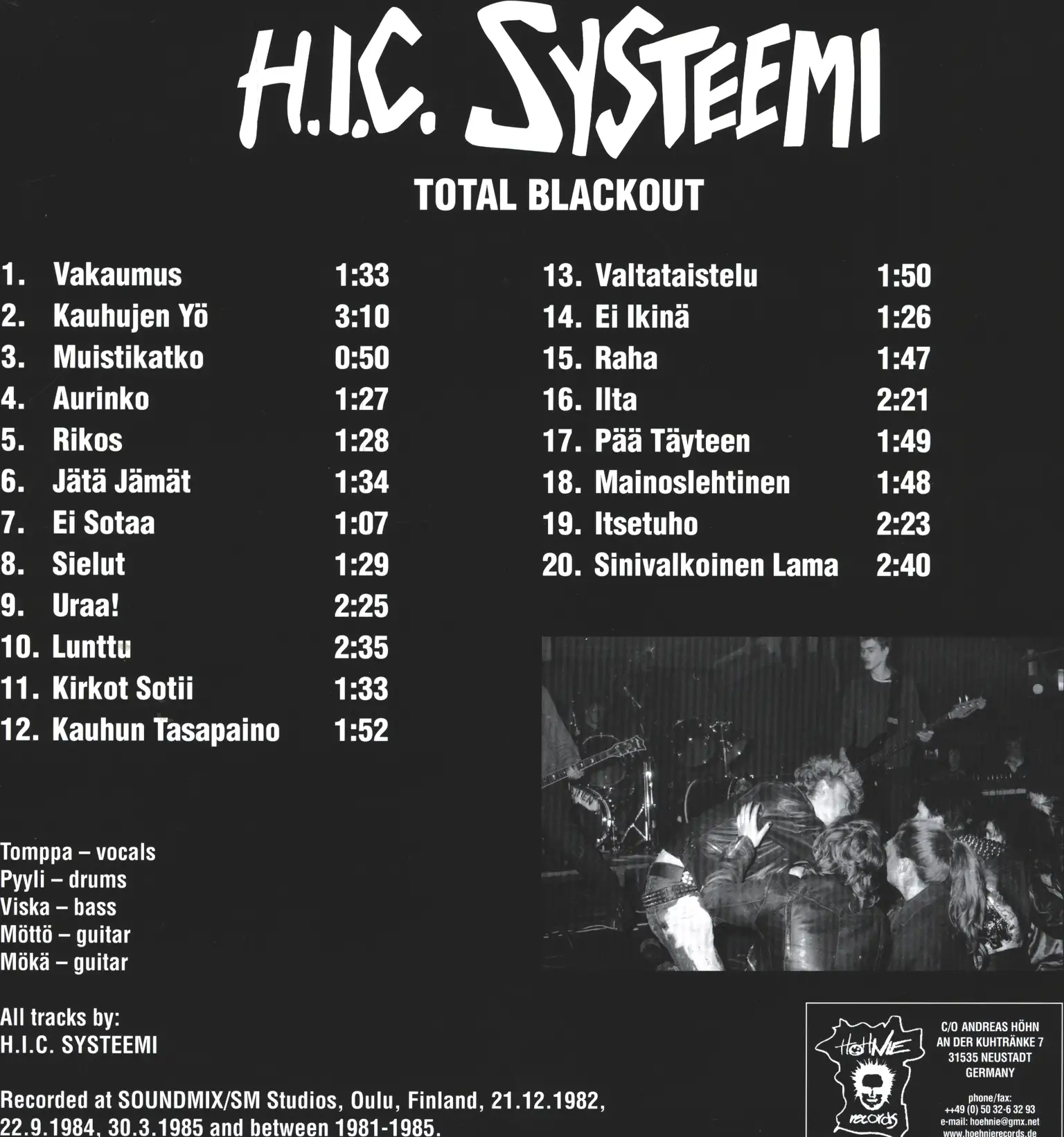 H.I.C. Systeemi: Total Blackout, LP (Vinyl)