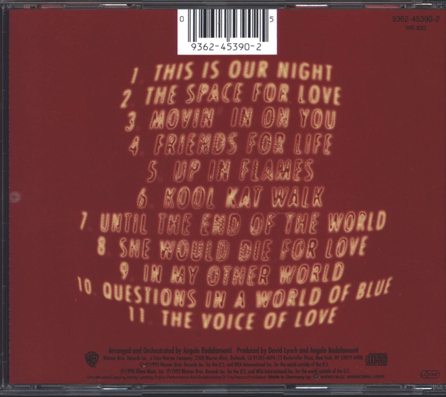Julee Cruise: The Voice Of Love, CD