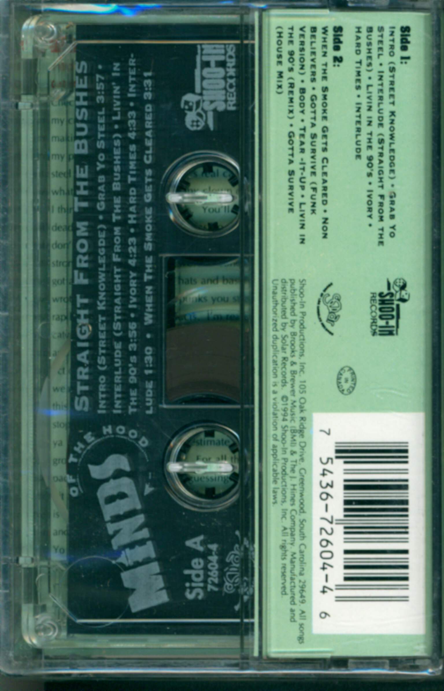 Minds Of The Hood: Straight From The Bushes, Compact Cassette
