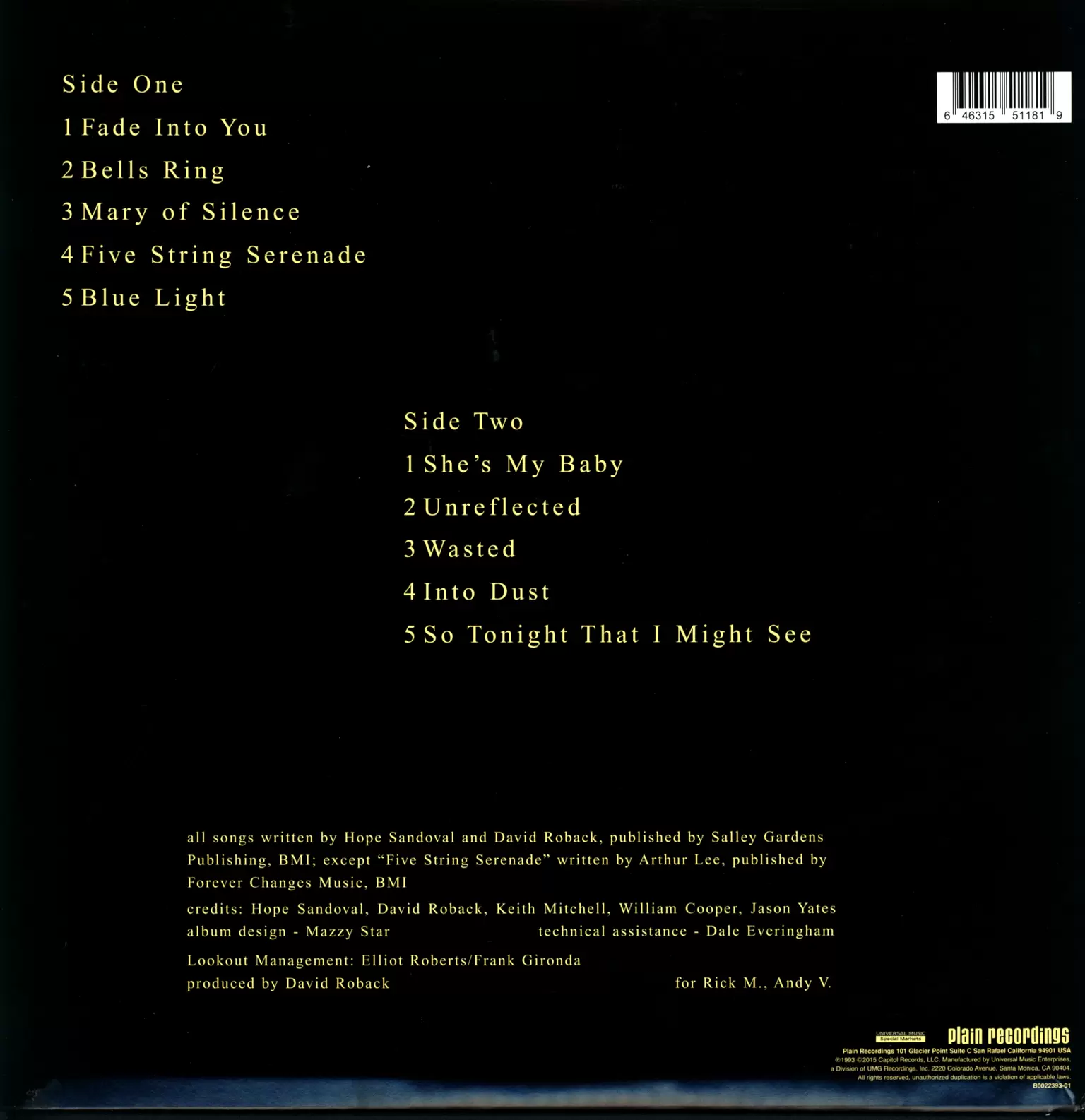 Mazzy Star: So Tonight That I Might See, LP (Vinyl)