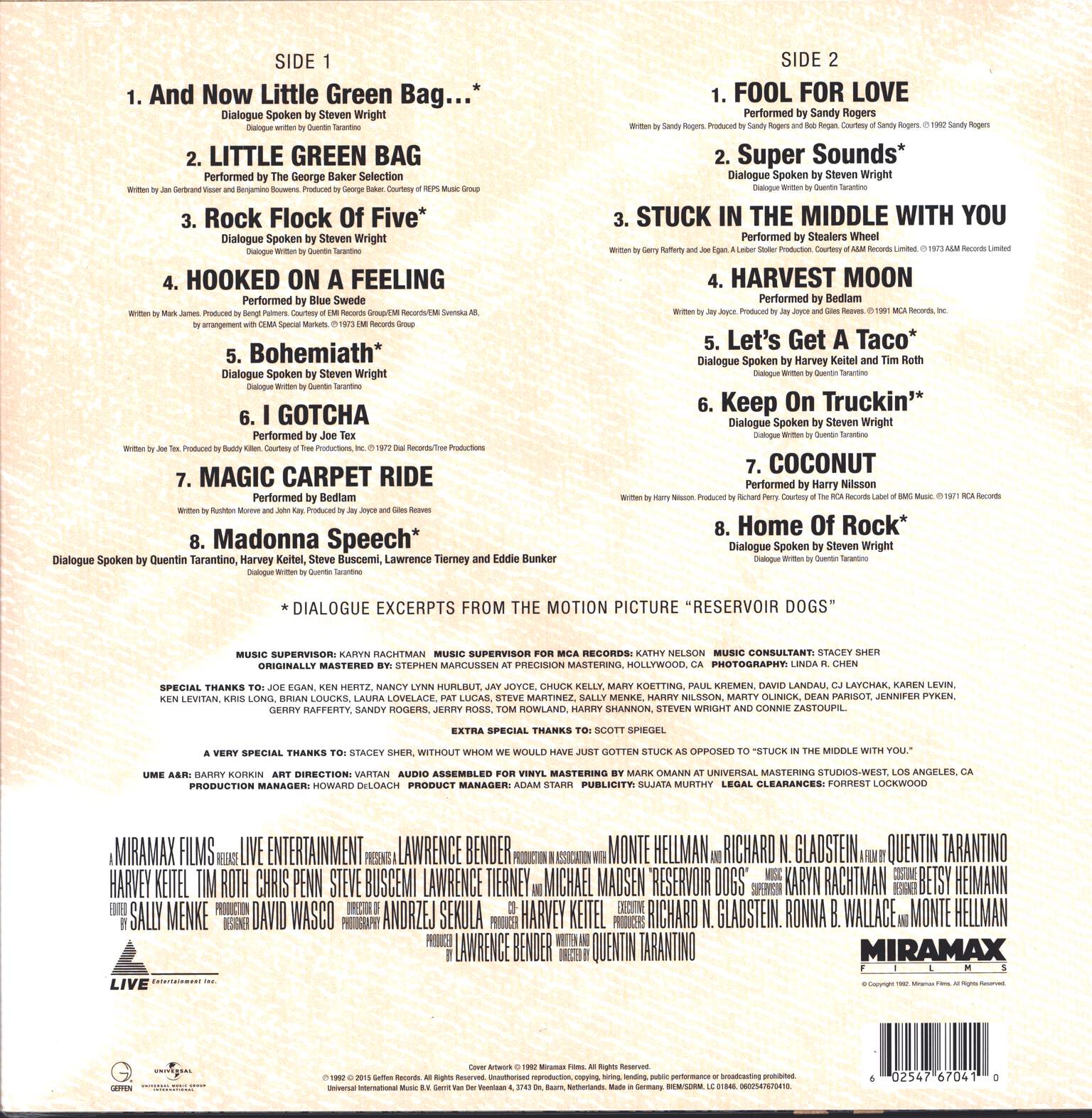 Various: Reservoir Dogs (Original Motion Picture Soundtrack), LP (Vinyl)