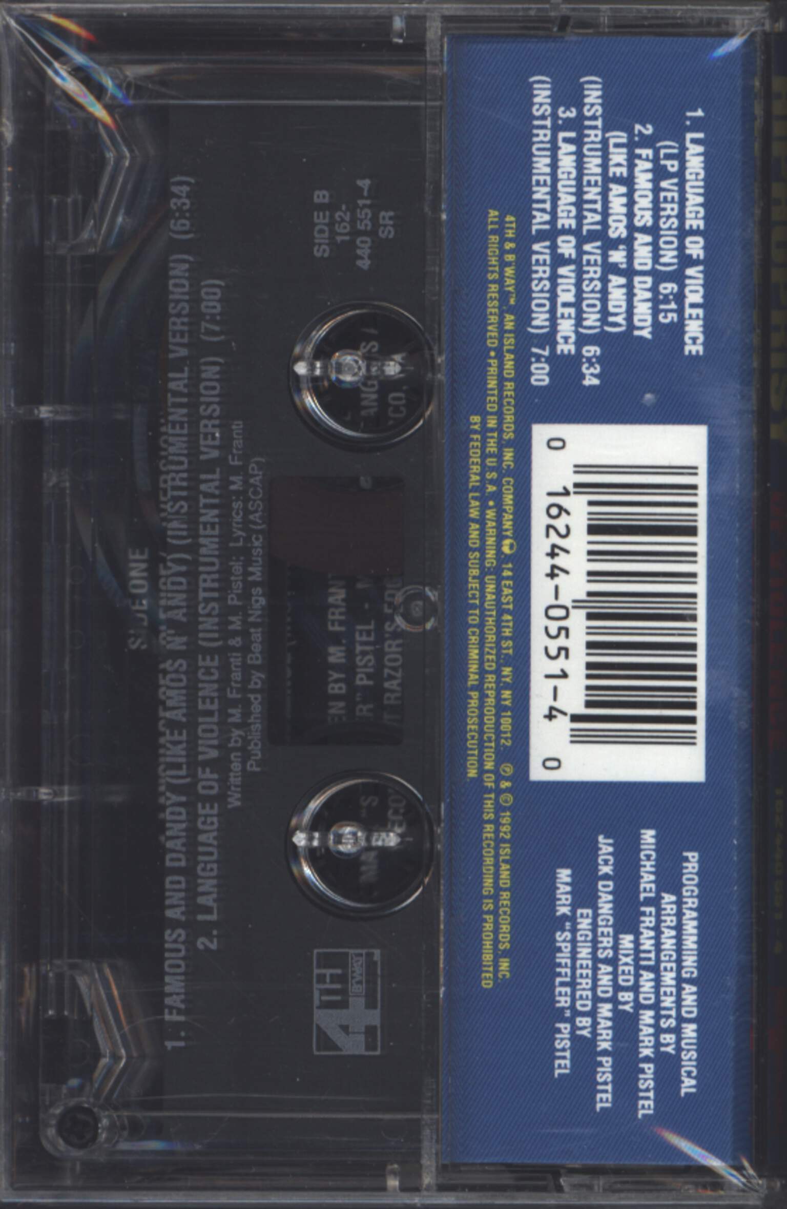 The Disposable Heroes Of Hiphoprisy: Language Of Violence, Compact Cassette