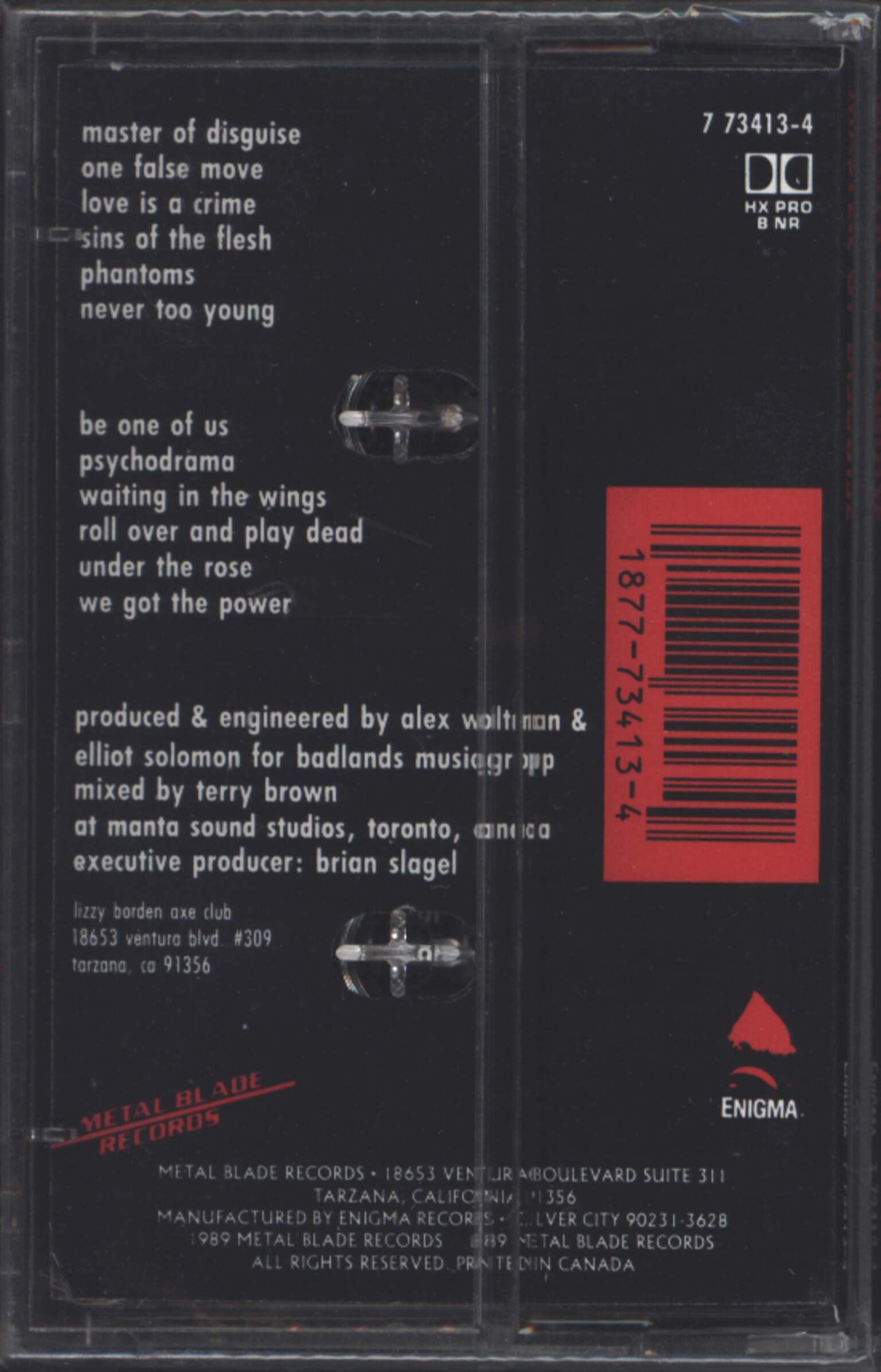 Lizzy Borden: Master Of Disguise, Compact Cassette