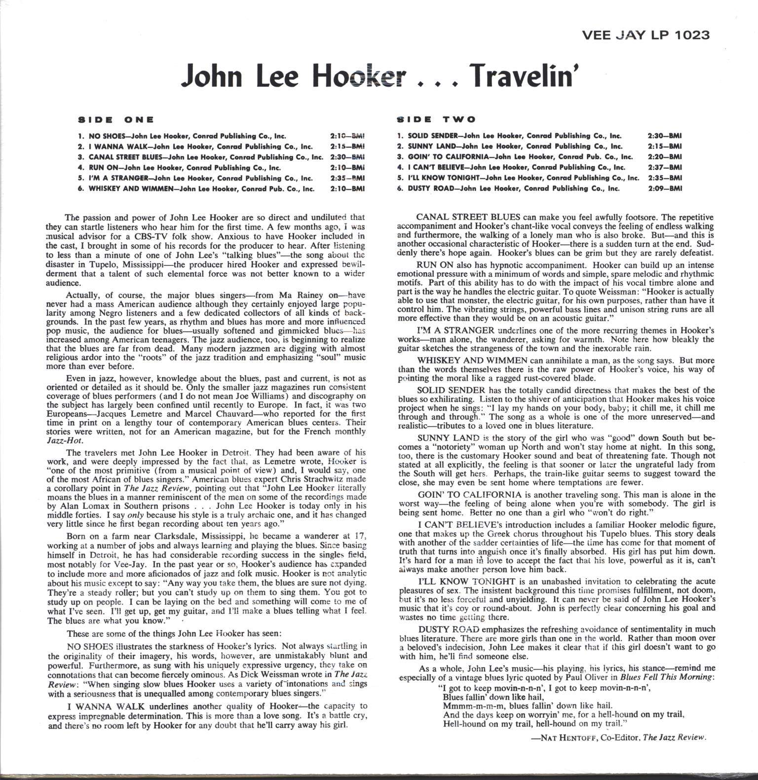 John Lee Hooker: Travelin', LP (Vinyl)