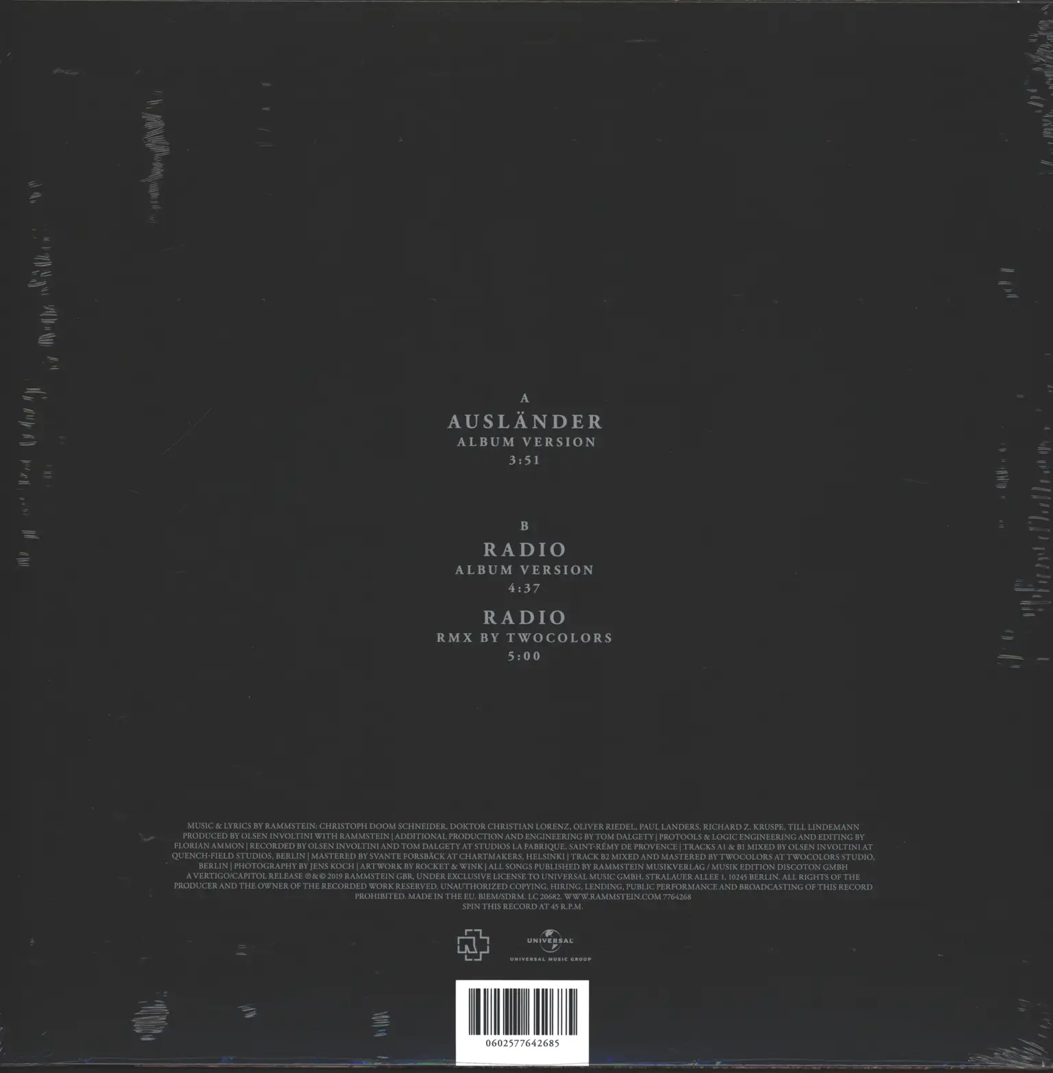 Rammstein: Ausländer, 10" Vinyl EP