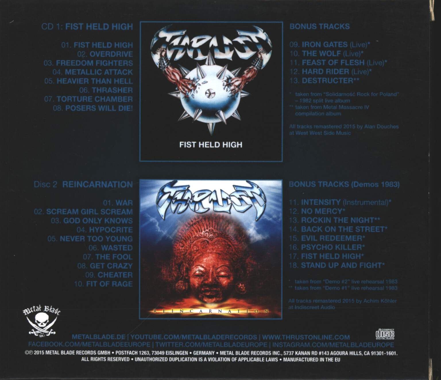 Thrust: Fist Held High & Reincarnation, 2×CD
