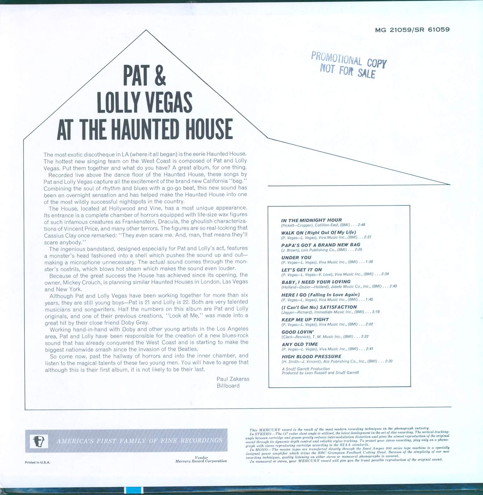 Pat And Lolly Vegas: At The Haunted House, LP (Vinyl)