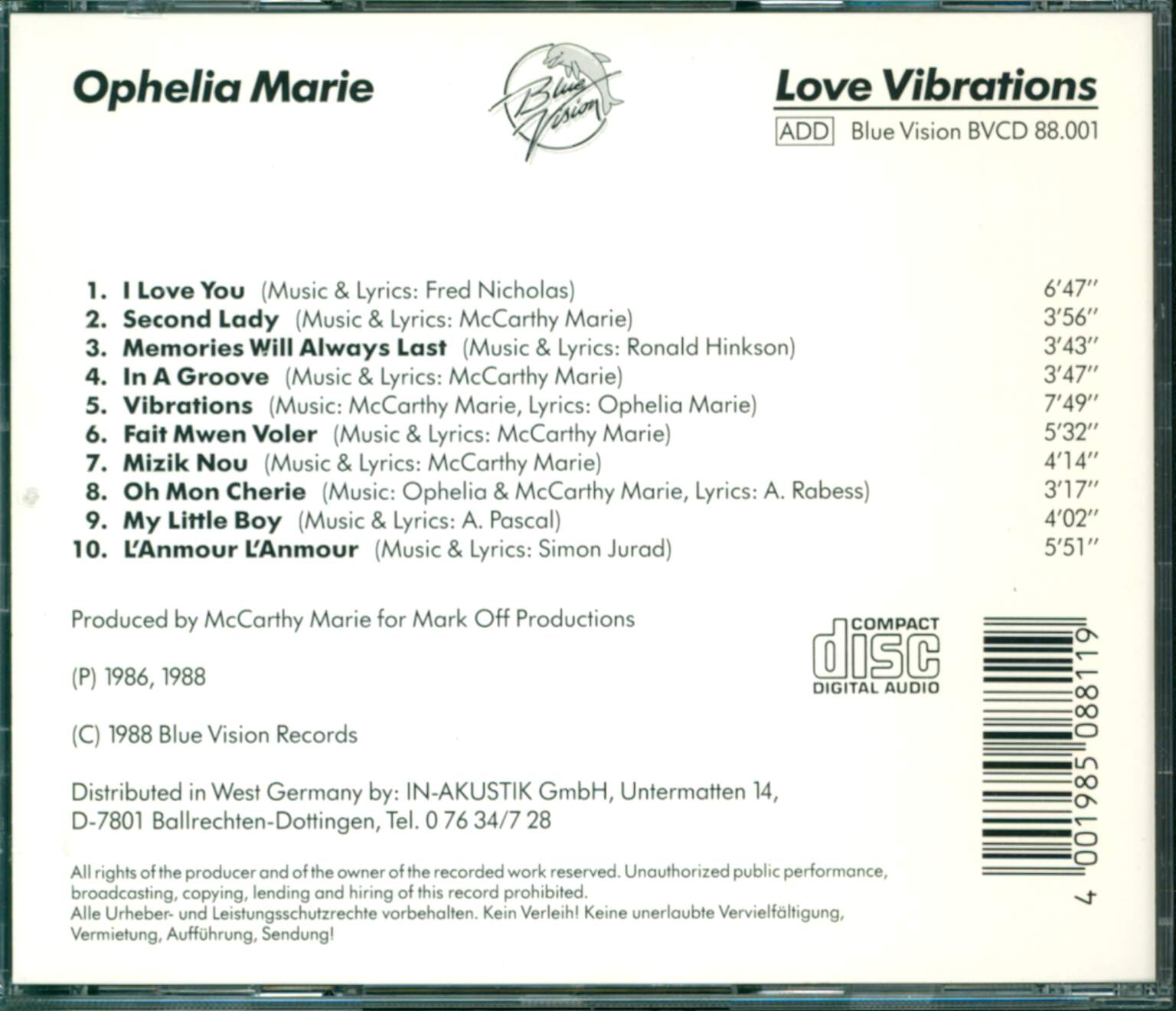 Ophélia Olivaccé-Marie: Love Vibrations, CD