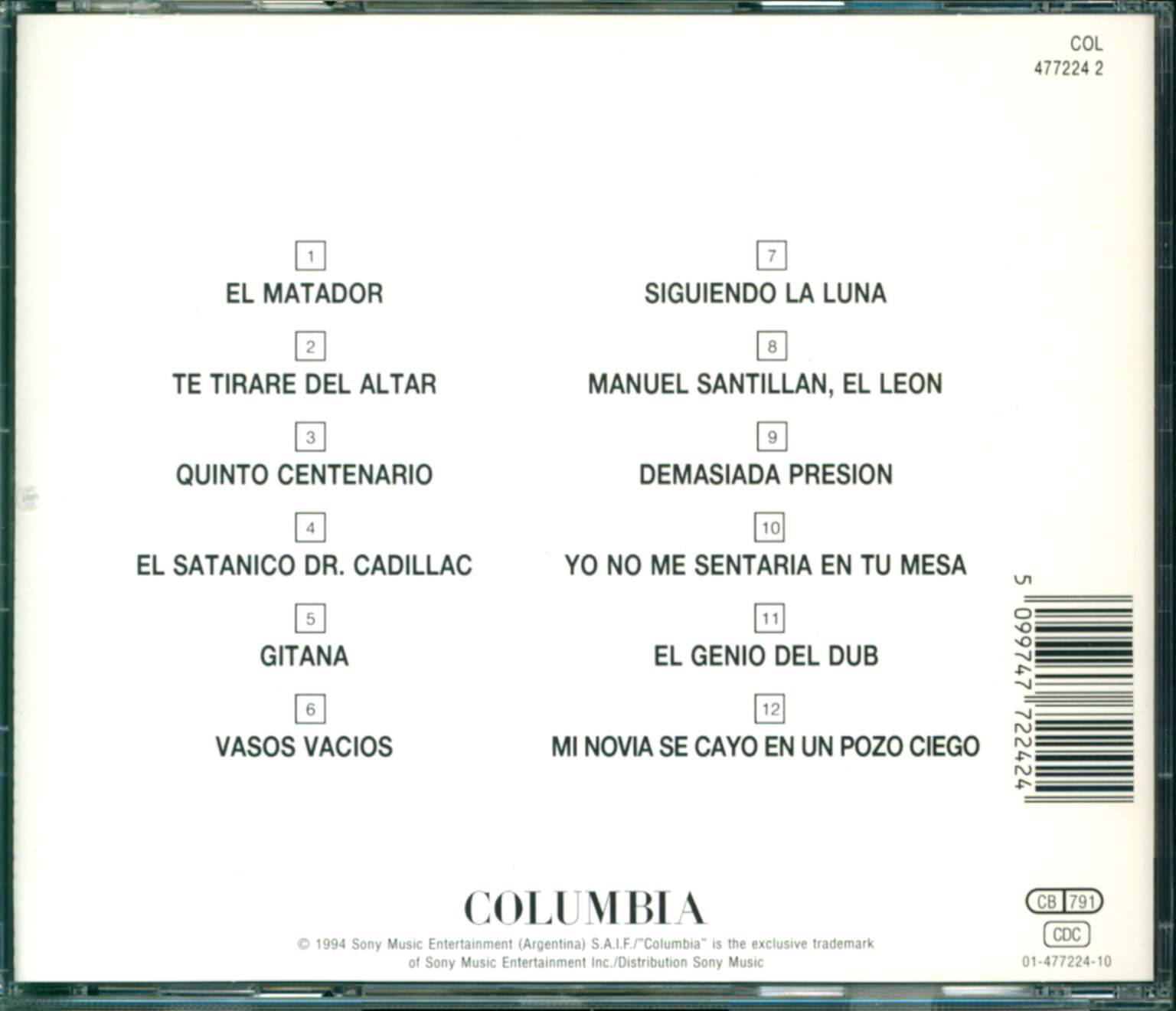 Los Fabulosos Cadillacs: Vasos Vacíos, CD
